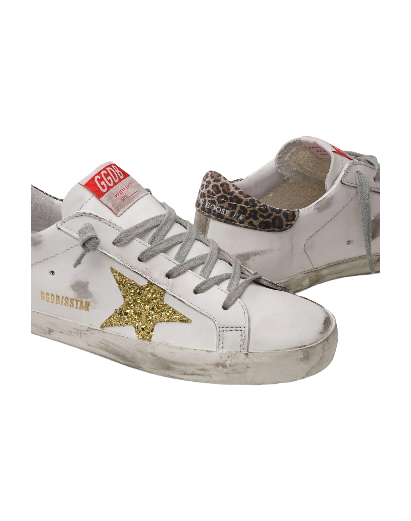 Women | Super-Star Leather Upper Glitter Star Leopard Suede | White x Gold Yellow x Beige Brown Leo - Image 4