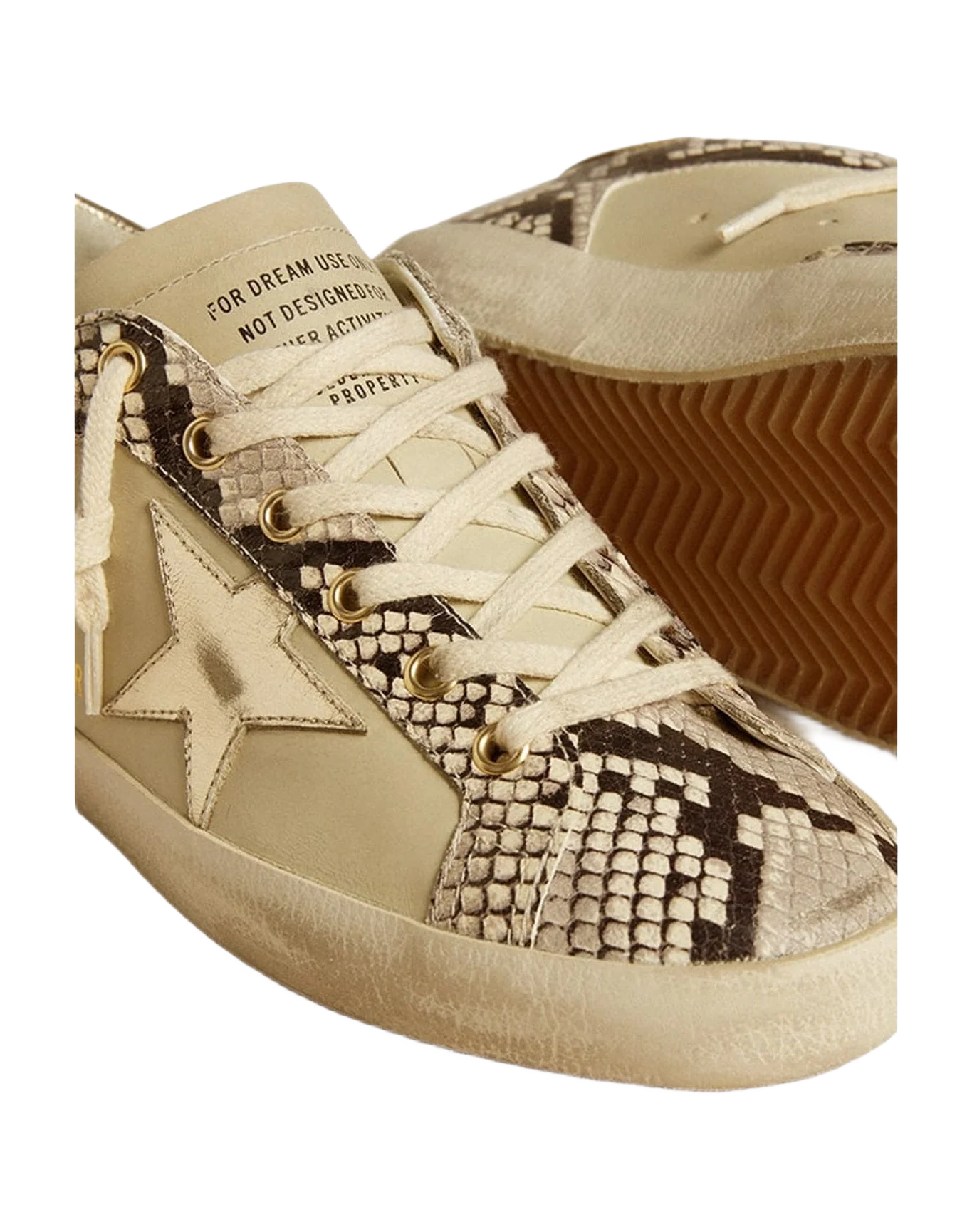 Women | Super-Star Leather with Python & Platinum Star Inserts | Grey Black Python x Sand x Platinum