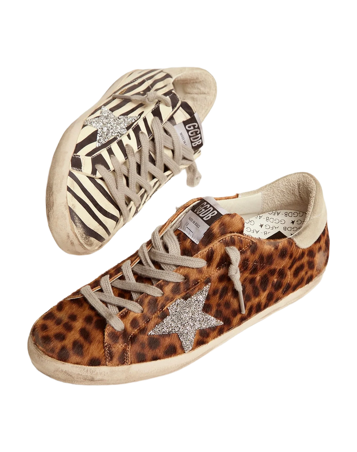 Women | Super-Star Ltd Sneakers Animal-Print Pony Skin with Swarovski Star | Zebra x Breige Brown Leo x Silver x Ice - Image 8