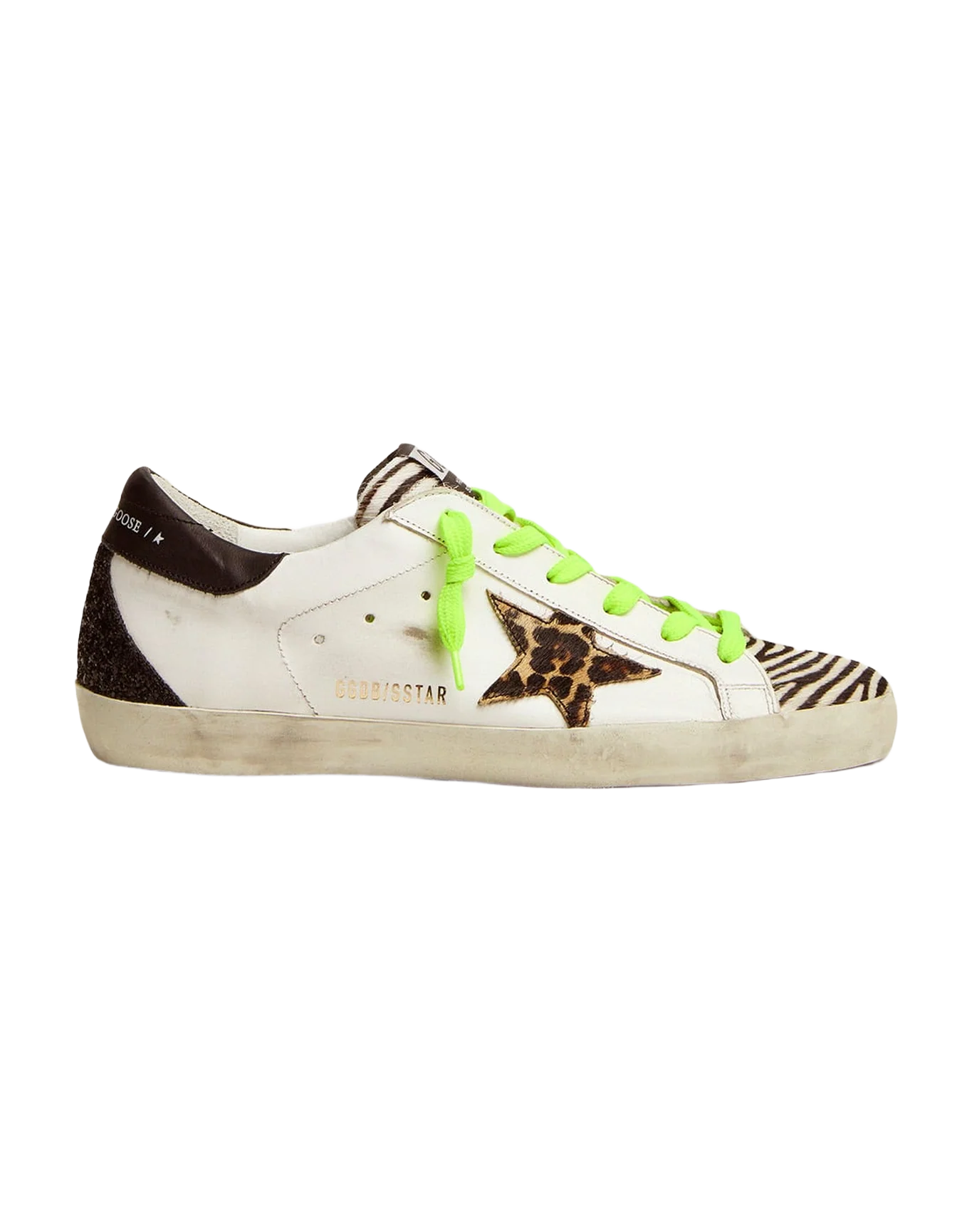 Women | Super-Star Ltd Sneakers with Animal-Print Pony Skin Tongue & Star | White x Black Zebra x Brown Beige Black x Black - Image 6