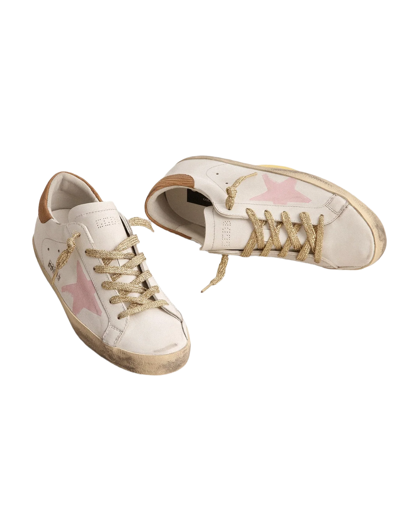 Women | Super-Star Ltd Sneakers with Pink Screen Printed Star & Leather Heel Tab | White x Pink x Light Brown - Image 2