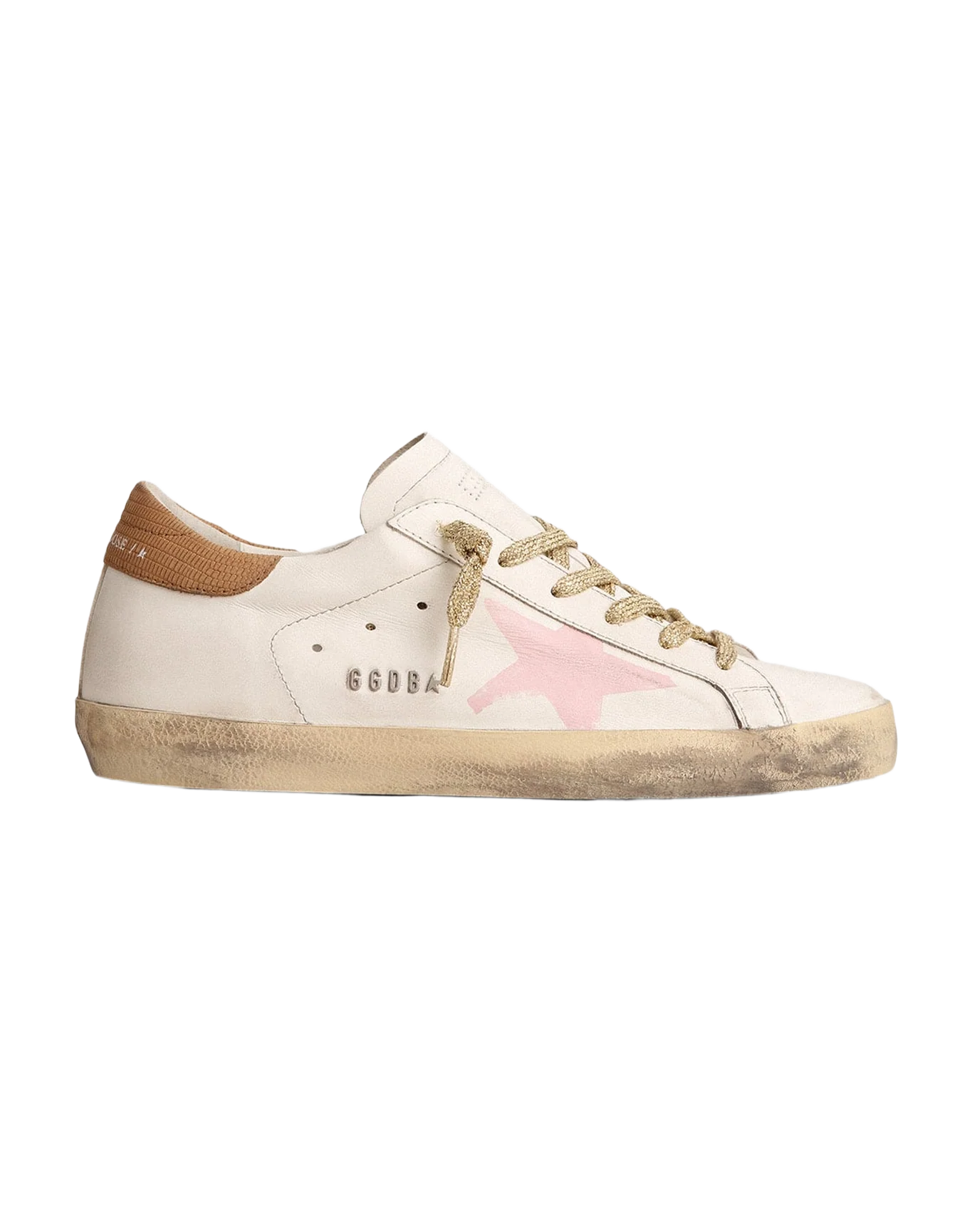 Women | Super-Star Ltd Sneakers with Pink Screen Printed Star & Leather Heel Tab | White x Pink x Light Brown - Image 7