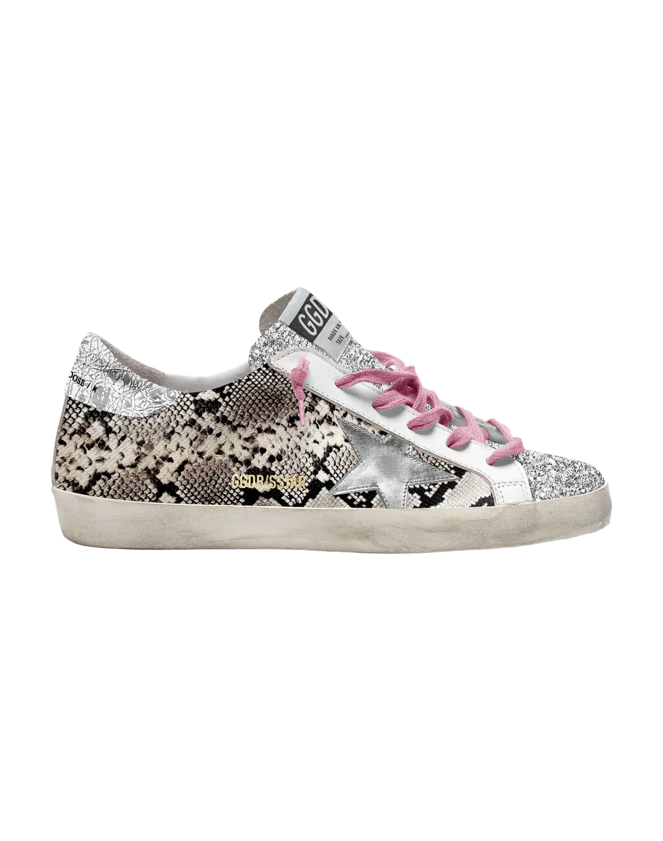 Women | Super-Star Ltd Sneakers with Snake Print & Glitter | Rock Phyton x Silver - Image 2