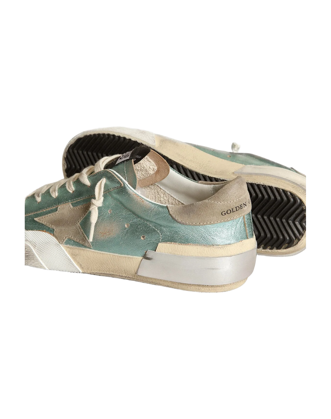 Women | Super-Star Mint Green Laminated Leather with Gray Star | Mint x Ice - Image 2