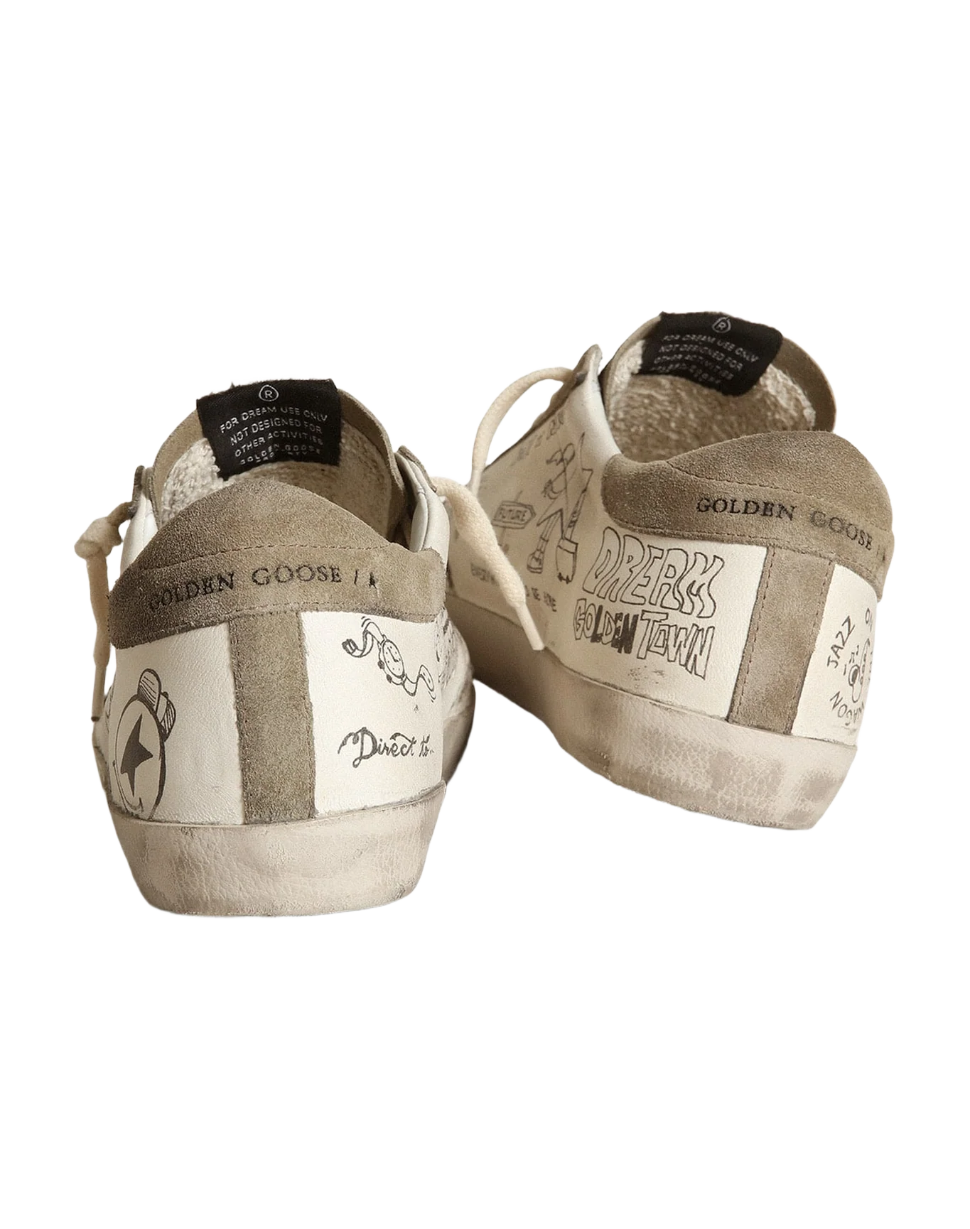 Women | Super-Star Nappa with Gray Star & Heel Tab & Black Lettering | White x Taupe - Image 2