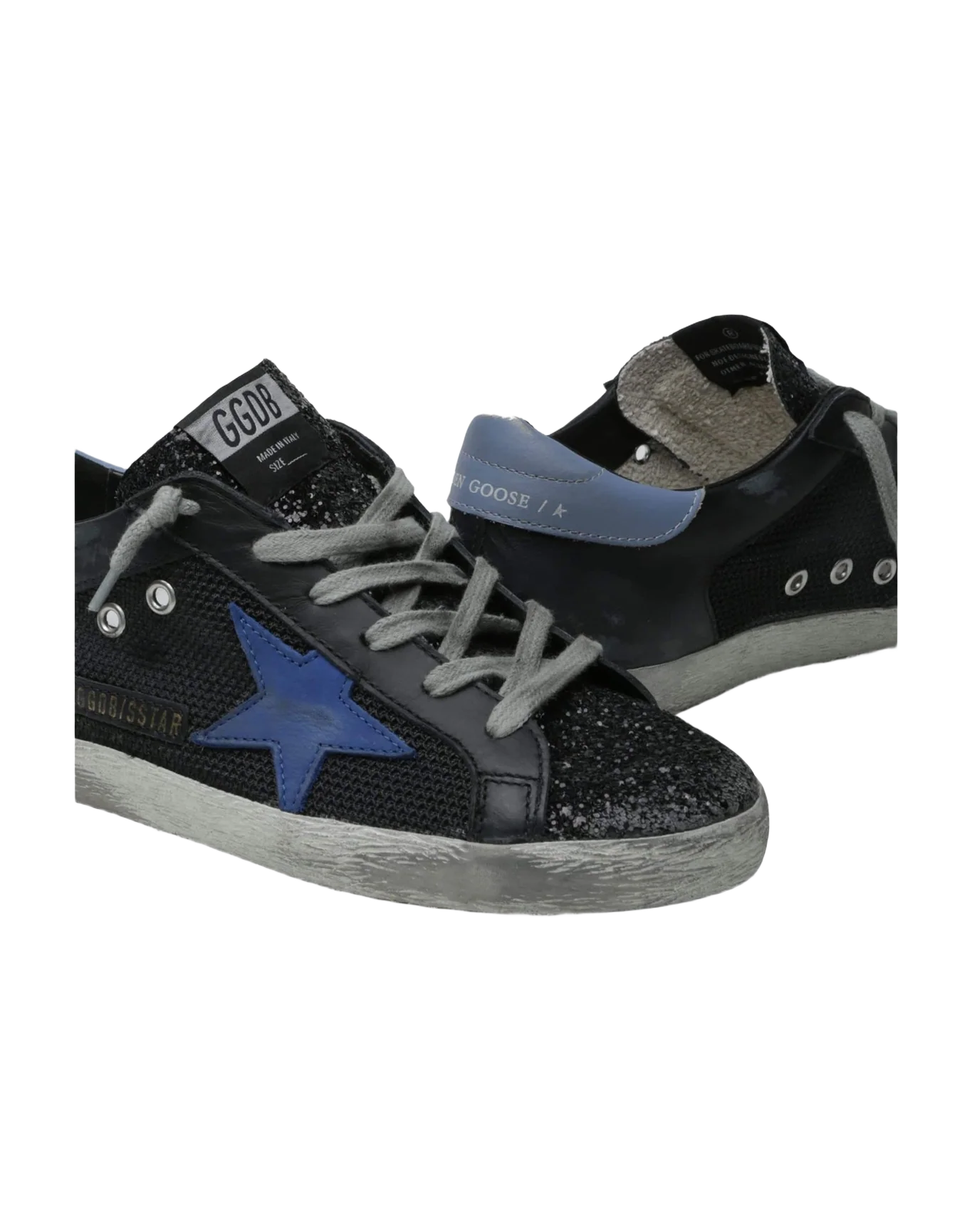 Women | Super-Star Net & Leather Upper Nabuk Star Glitter | Black x Bluette x Powder Blue
