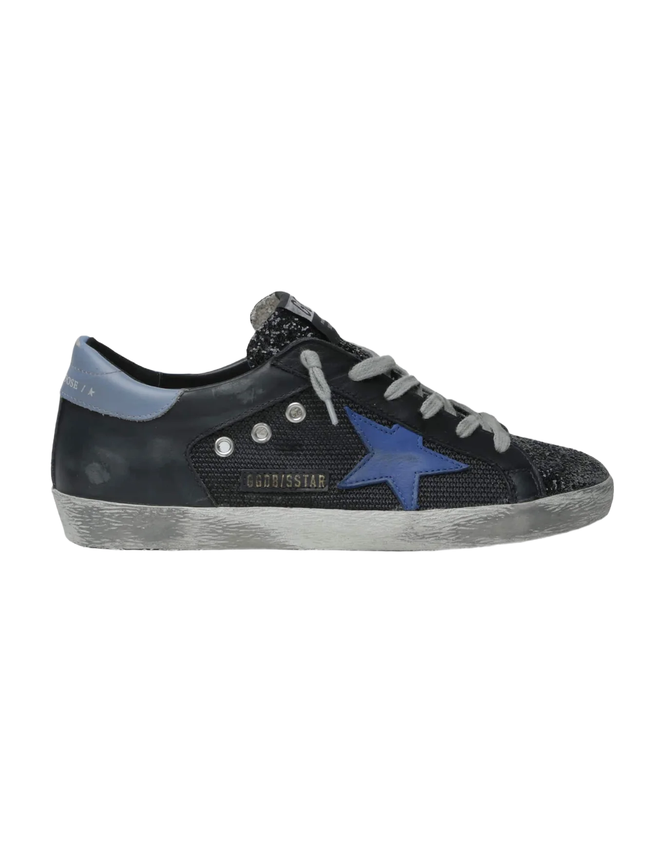Women | Super-Star Net & Leather Upper Nabuk Star Glitter | Black x Bluette x Powder Blue - Image 4