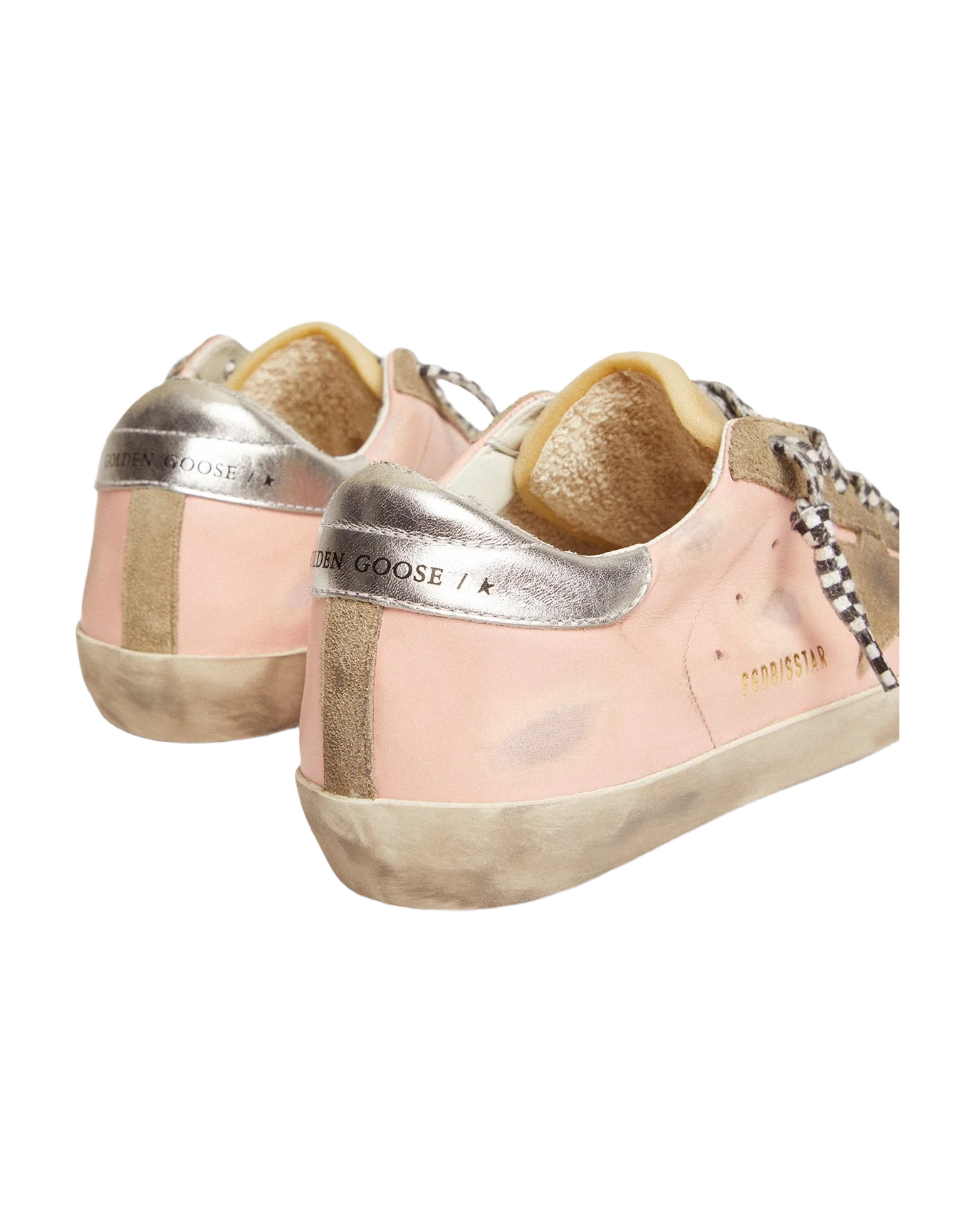 Women | Super-Star Pink Leather & Silver Heel Tab | Baby Pink x Taupe x Beige x Silver - Image 2