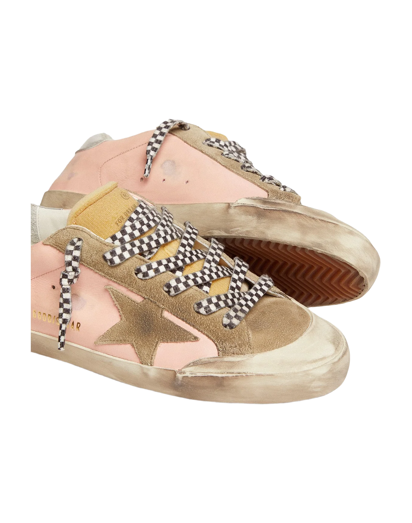 Women | Super-Star Pink Leather & Silver Heel Tab | Baby Pink x Taupe x Beige x Silver - Image 3