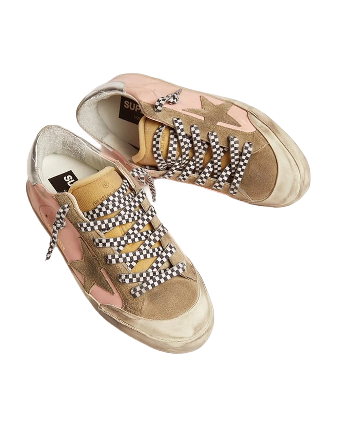 Women | Super-Star Pink Leather & Silver Heel Tab | Baby Pink x Taupe x Beige x Silver - Image 5
