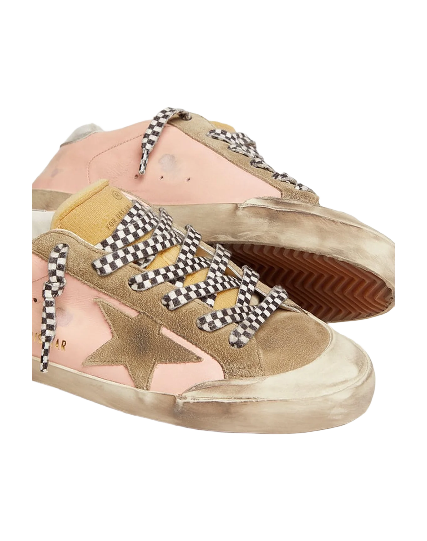 Women | Super-Star Pink Leather & Silver Heel Tab | Baby Pink x Taupe x Beige x Silver - Image 6