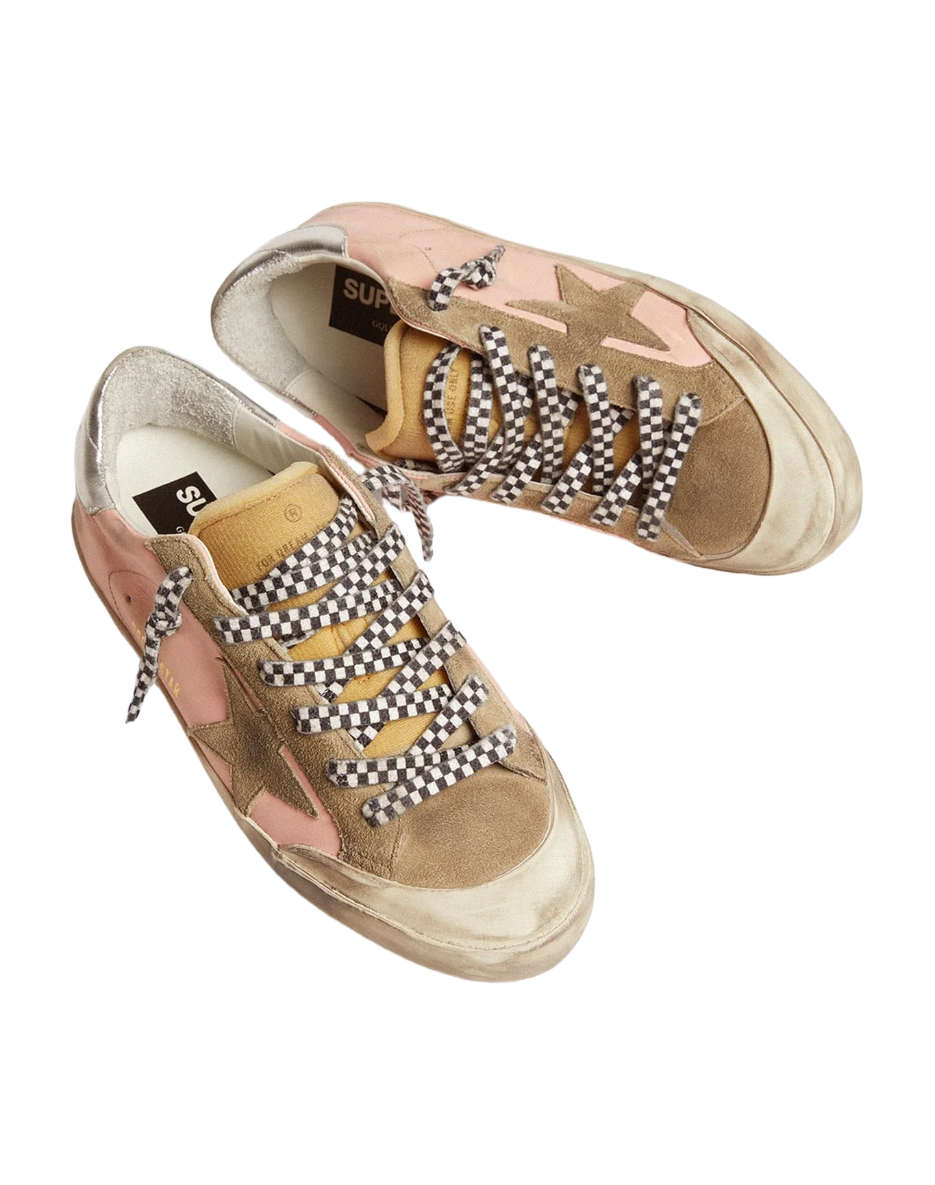 Women | Super-Star Pink Leather & Silver Heel Tab | Baby Pink x Taupe x Beige x Silver - Image 7
