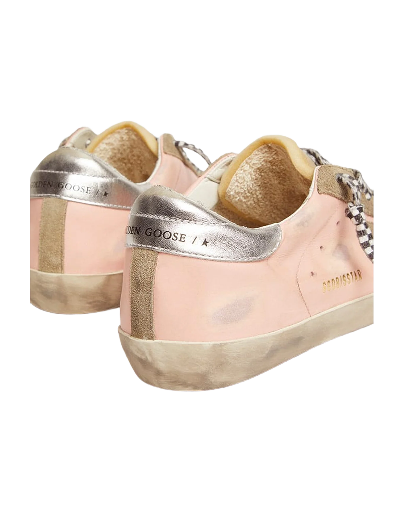 Women | Super-Star Pink Leather & Silver Heel Tab | Baby Pink x Taupe x Beige x Silver - Image 9