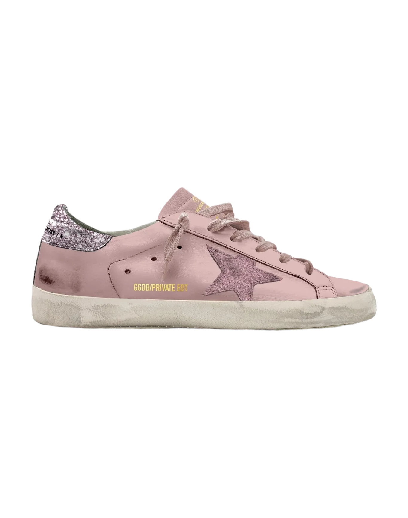 Women | Super-Star Pink Suede with Glitter Heel Tab | Antique Pink