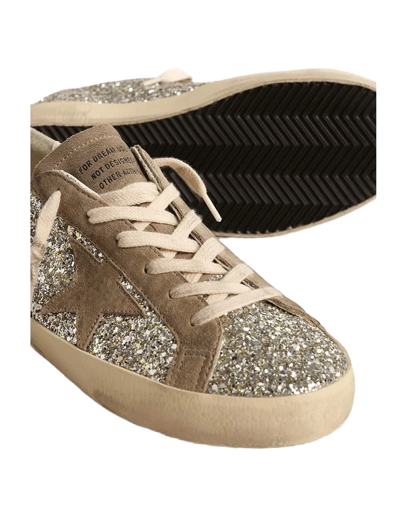 Women | Super-Star Platinum Glitter with Dove-Gray Suede Star | Platinum x Taupe x Peach - Image 2