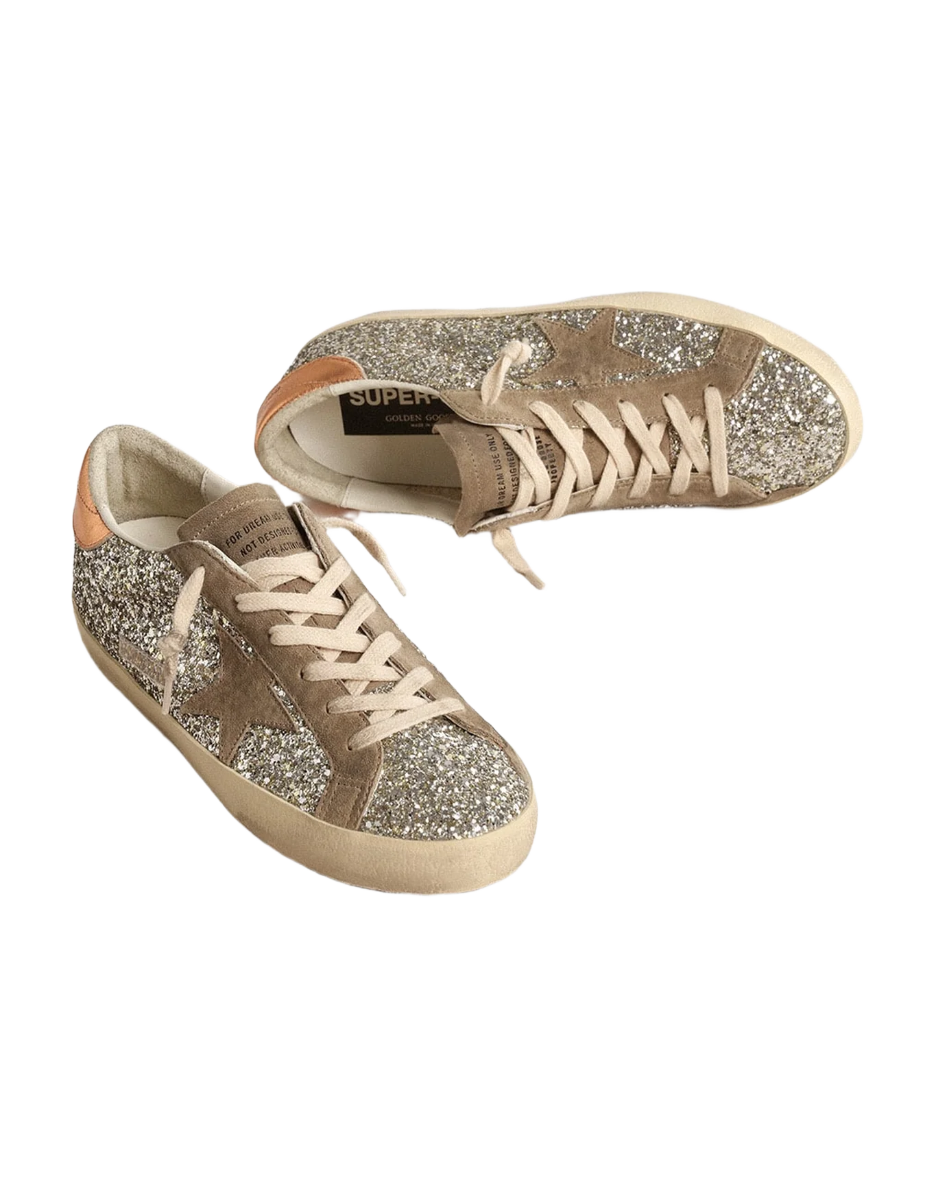 Women | Super-Star Platinum Glitter with Dove-Gray Suede Star | Platinum x Taupe x Peach - Image 7