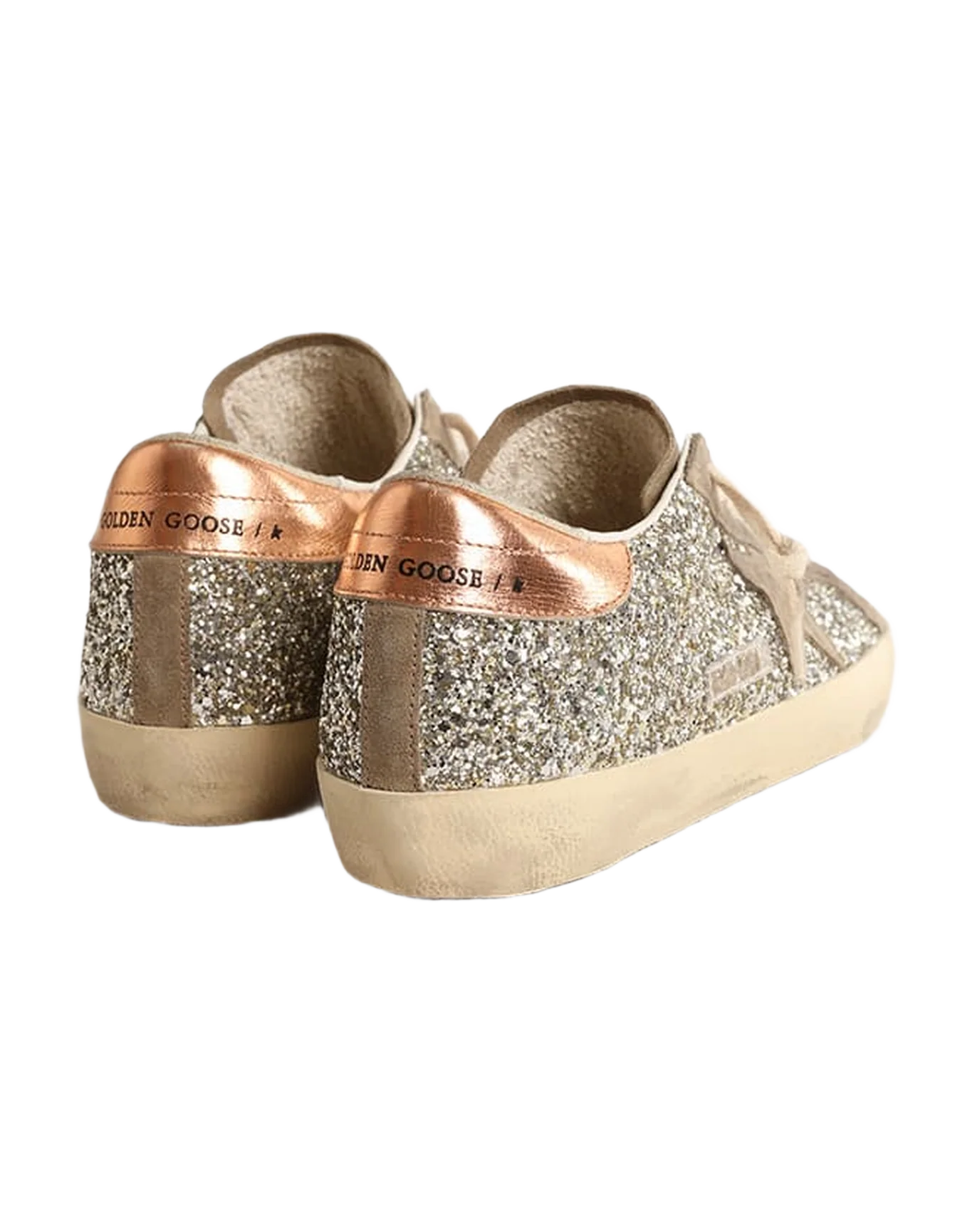 Women | Super-Star Platinum Glitter with Dove-Gray Suede Star | Platinum x Taupe x Peach - Image 9