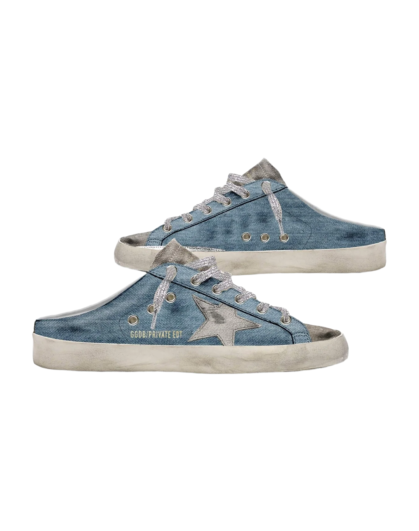 Women | Super-Star Sabot Light Blue Denim with Silver Laces | Light Blue x Ice