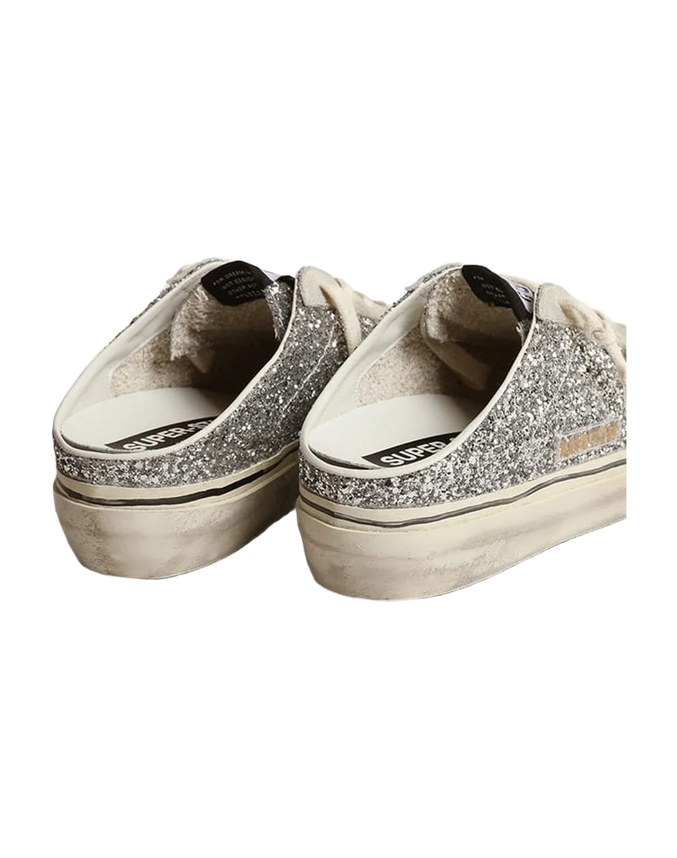 Women | Super-Star Sabot Silver Glitter with Black Leather Star | Silver x Ice x Black - Image 6