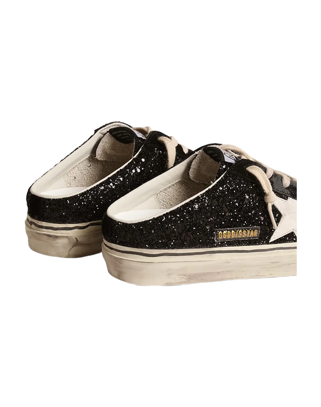 Women | Super-Star Sabots Black Glitter with White Bio-Based Star | Black x White - Image 2