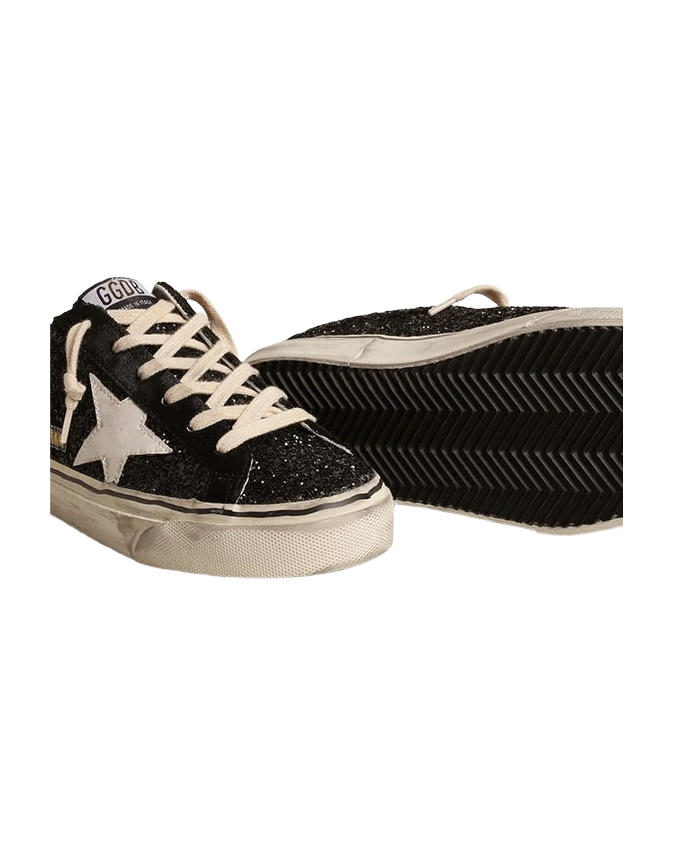 Women | Super-Star Sabots Black Glitter with White Bio-Based Star | Black x White - Image 4