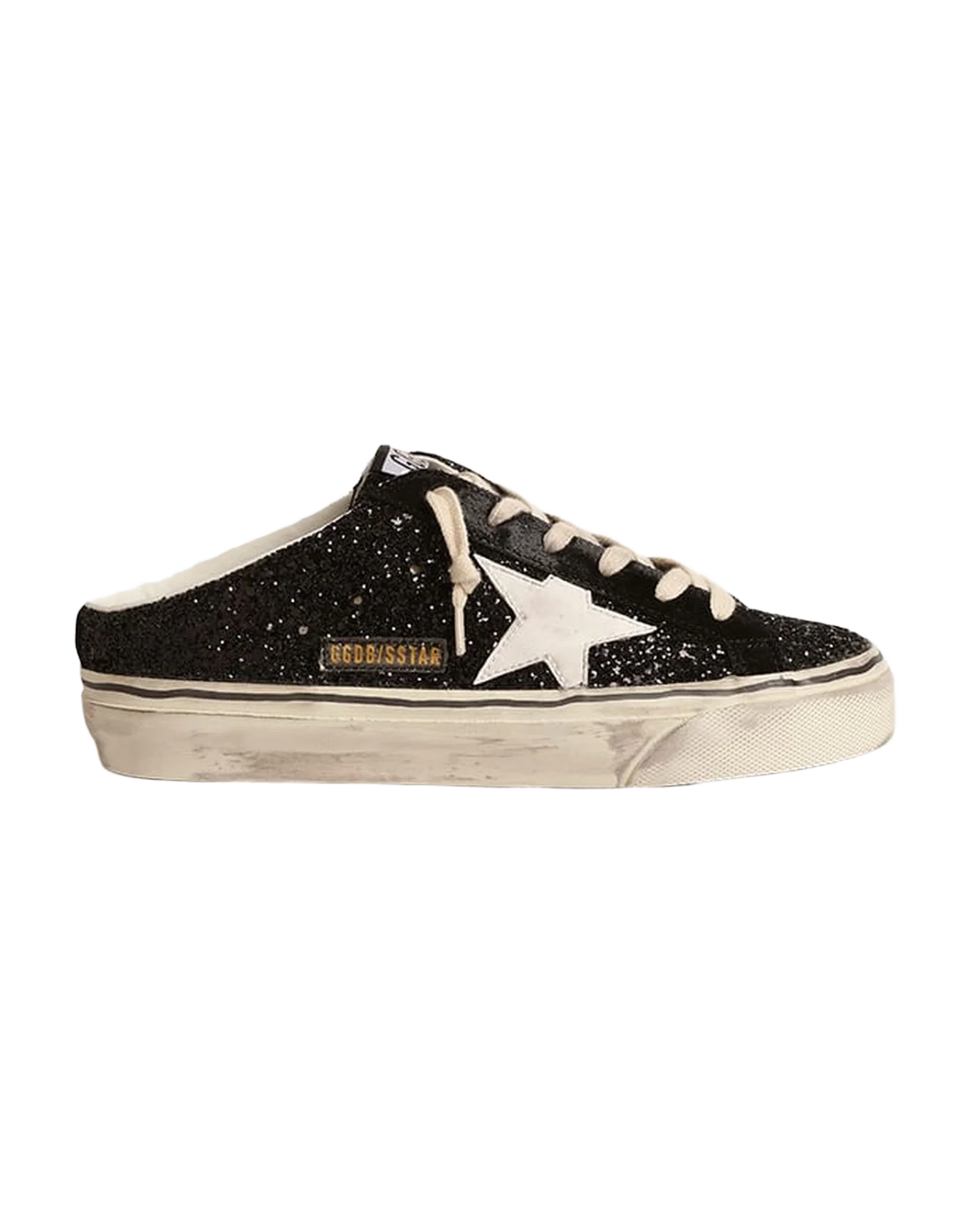 Women | Super-Star Sabots Black Glitter with White Bio-Based Star | Black x White - Image 8