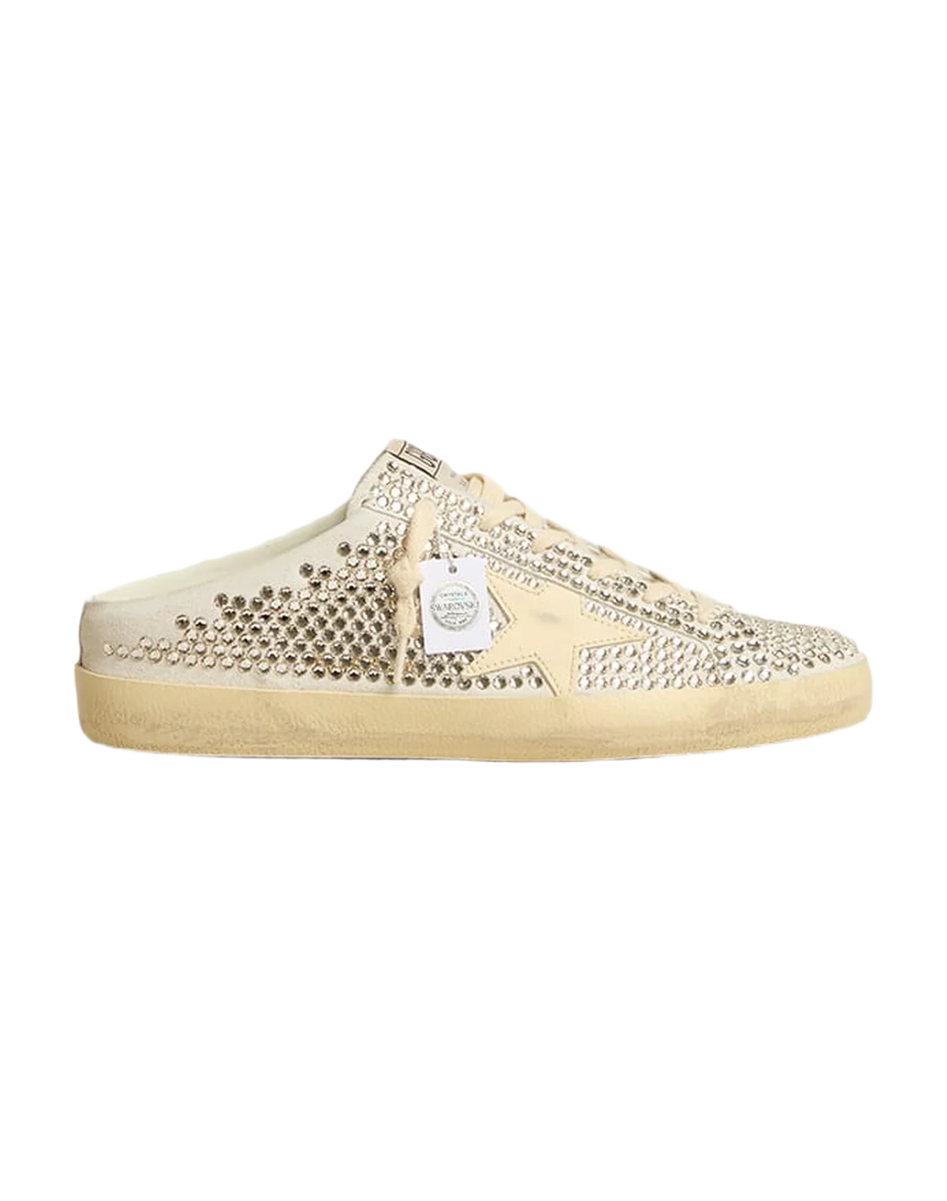 Women | Super-Star Sabots Ltd Swarovski Crystals with White Leather Star | White x Silver x Milk - Image 3
