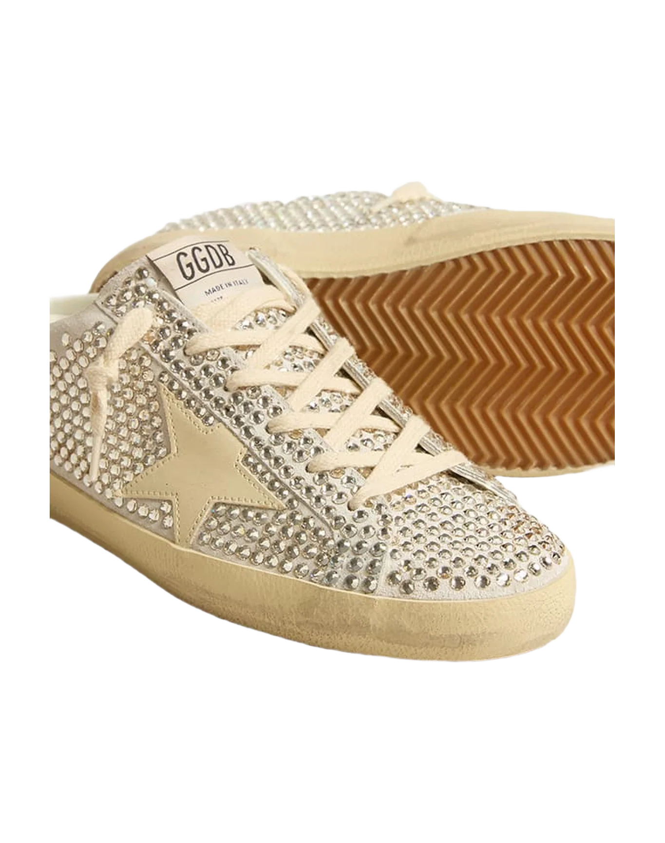 Women | Super-Star Sabots Ltd Swarovski Crystals with White Leather Star | White x Silver x Milk - Image 6