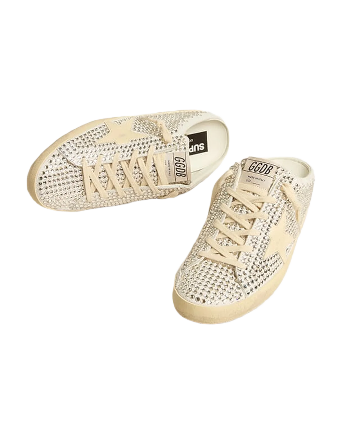 Women | Super-Star Sabots Ltd Swarovski Crystals with White Leather Star | White x Silver x Milk - Image 7