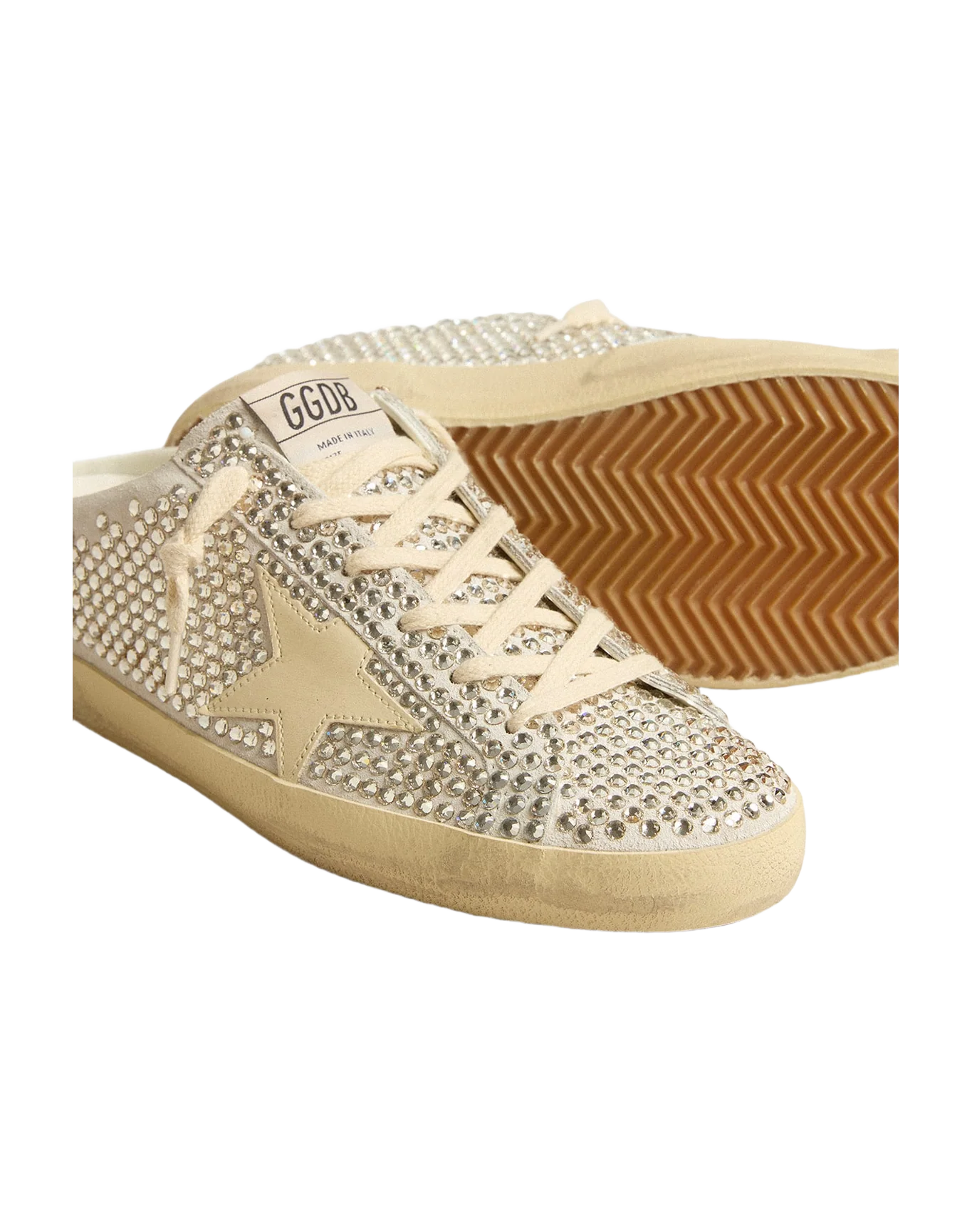 Women | Super-Star Sabots Ltd Swarovski Crystals with White Leather Star | White x Silver x Milk - Image 8