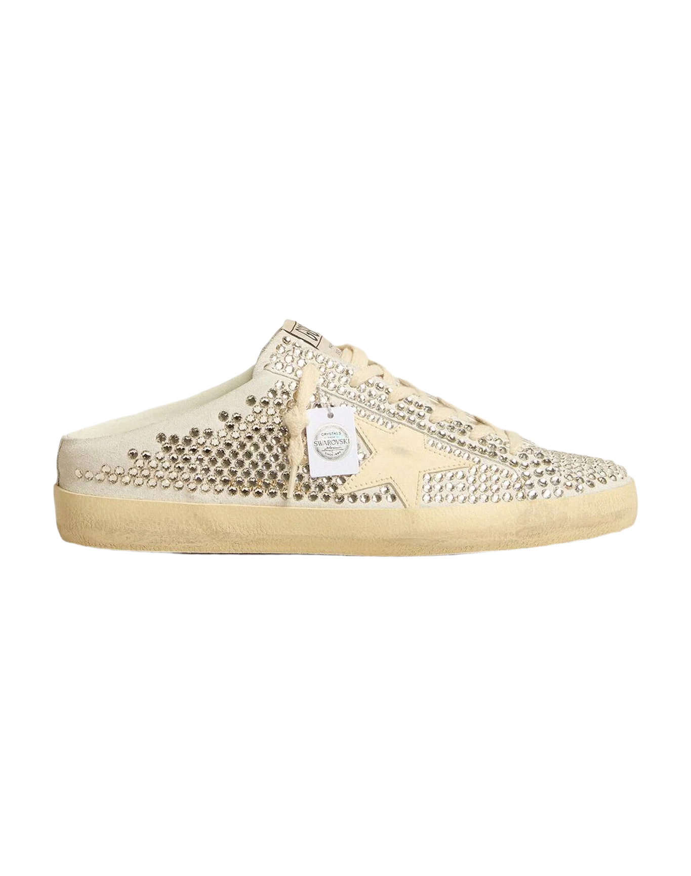 Women | Super-Star Sabots Ltd Swarovski Crystals with White Leather Star | White x Silver x Milk - Image 9