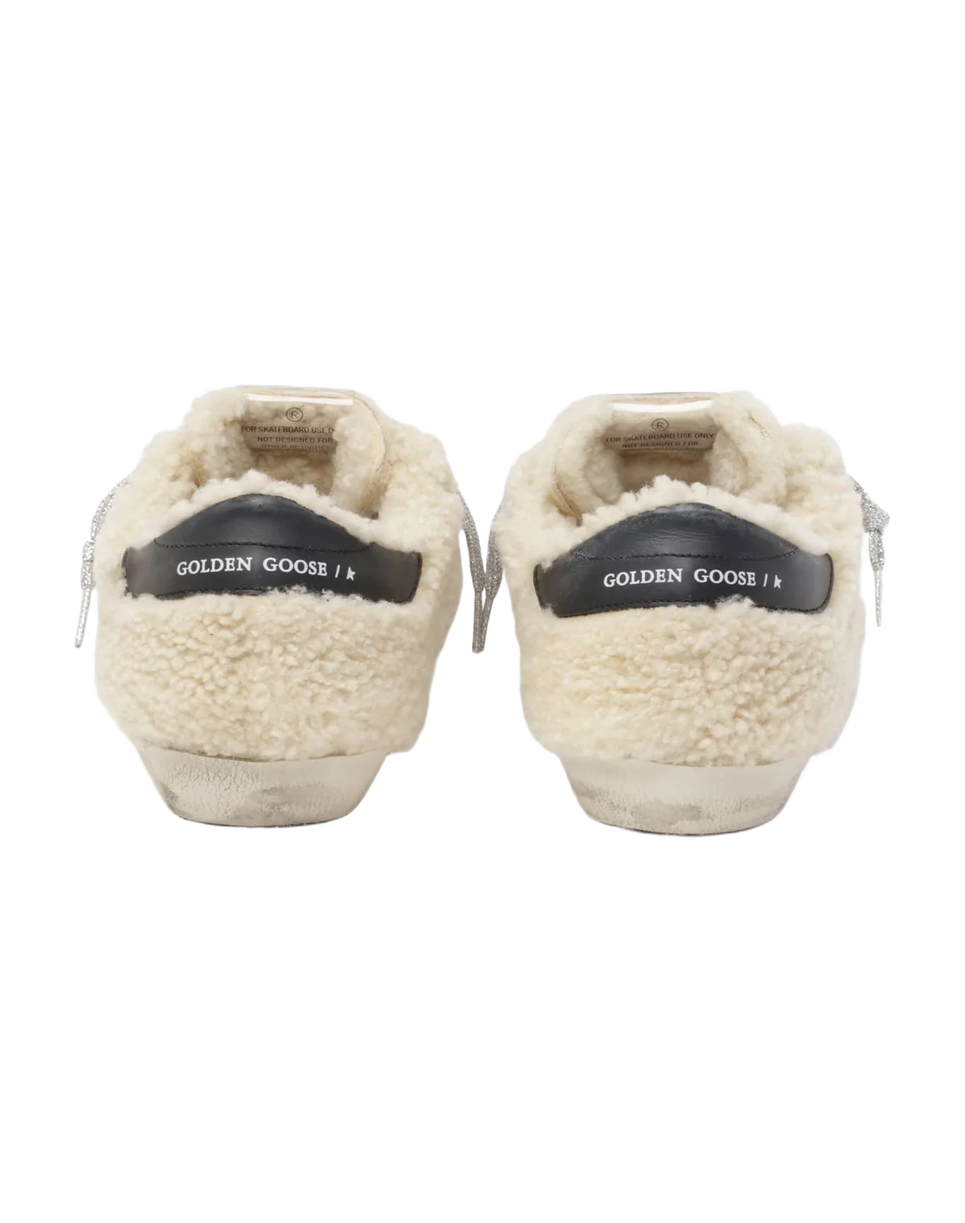 Women | Super-Star Sneakers Beige Shearling with Pink Star & Black Heel Tab | Beige x Fluo Fuxia x Night Blue - Image 3