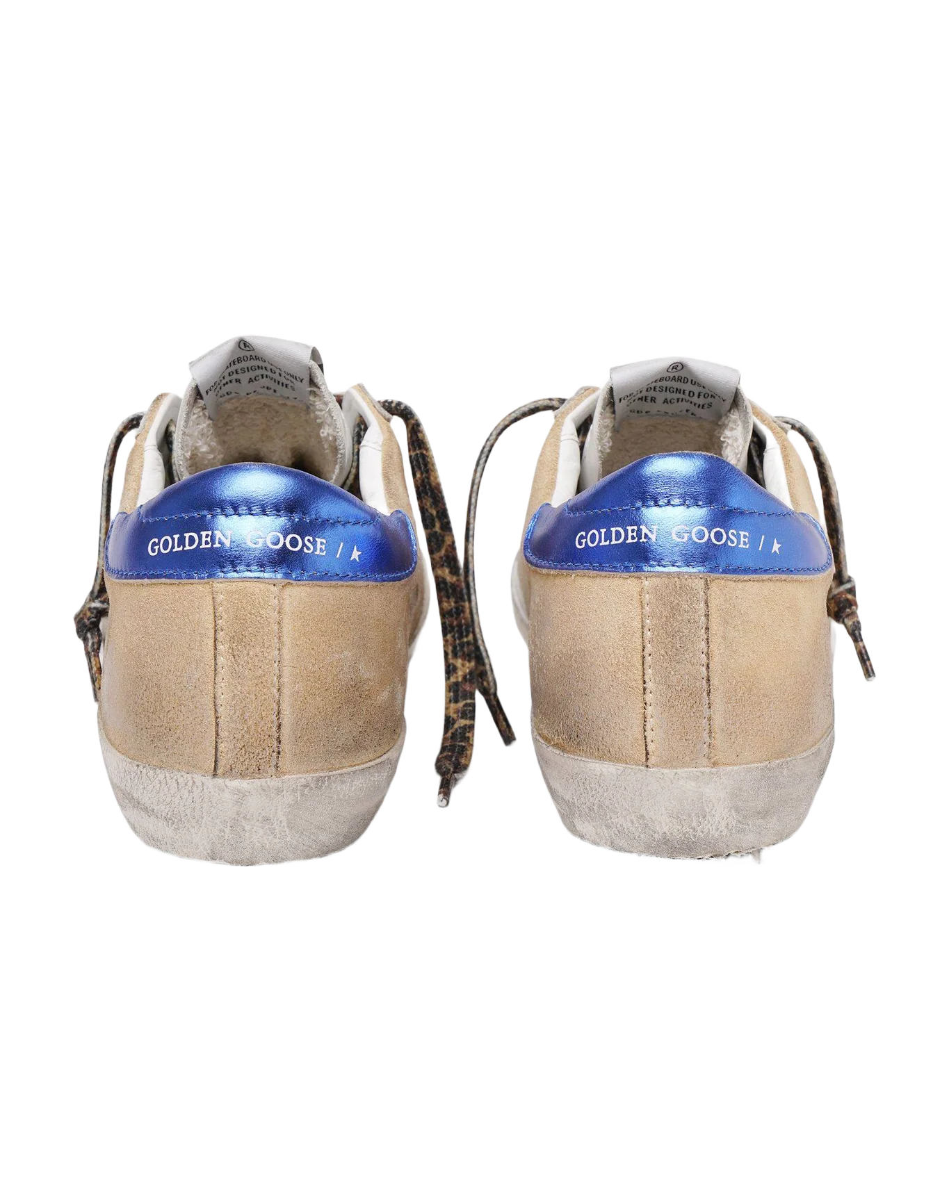 Women | Super-Star Sneakers Beige Suede with White Leather Star & Metallic Blue Heel Tab - Image 2