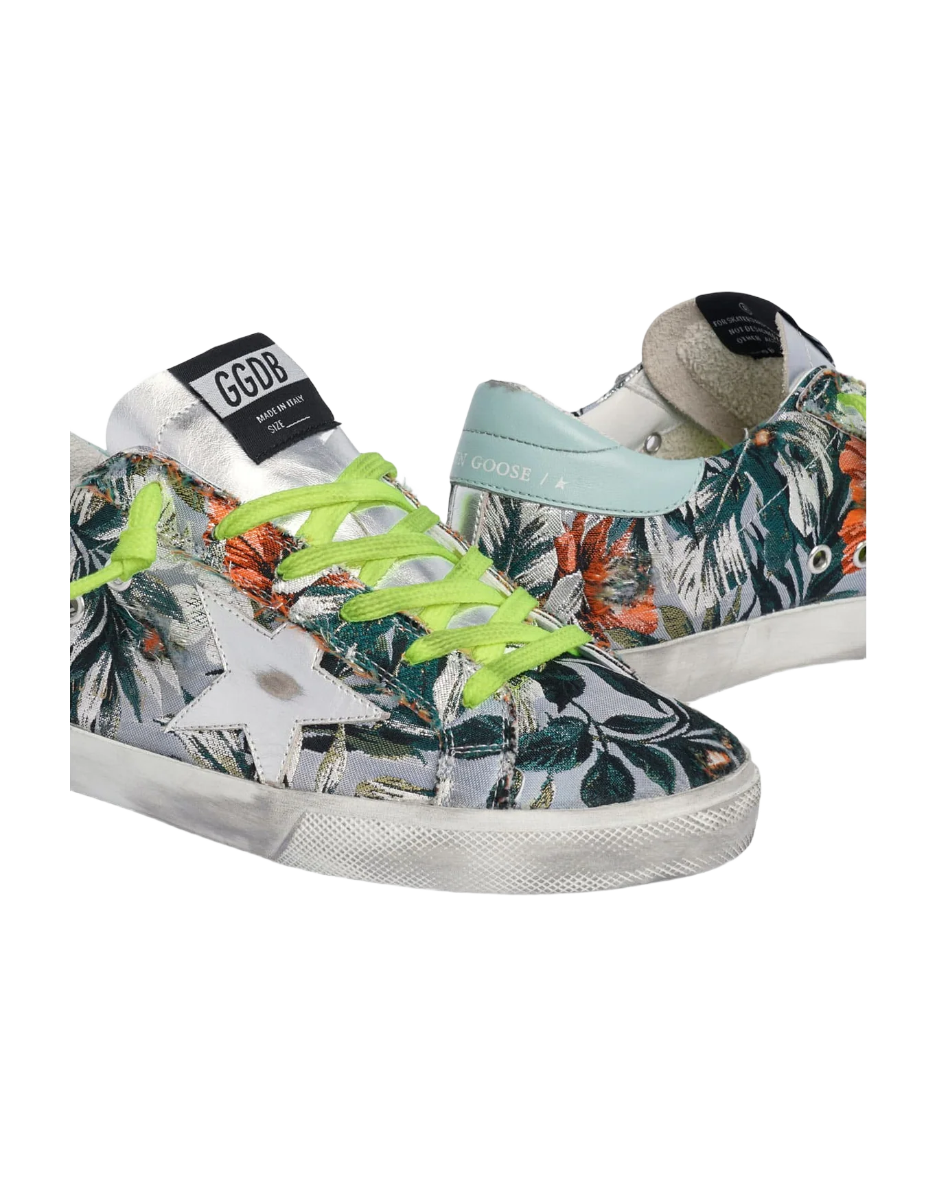 Women | Super-Star Sneakers Floral-Patterned Jacquard with A Silver Star | Multicolor x Silver x Turquoise - Image 4