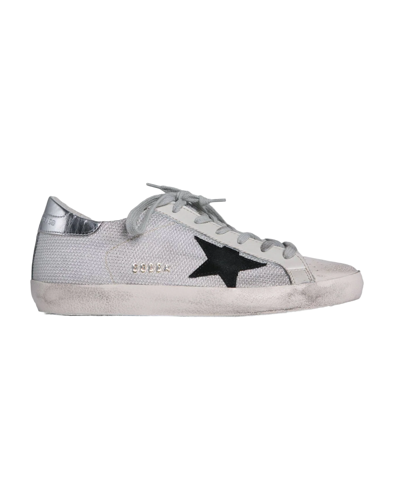 Women | Super-Star Sneakers Grey Mesh with Black Star & Silver Heel Tab