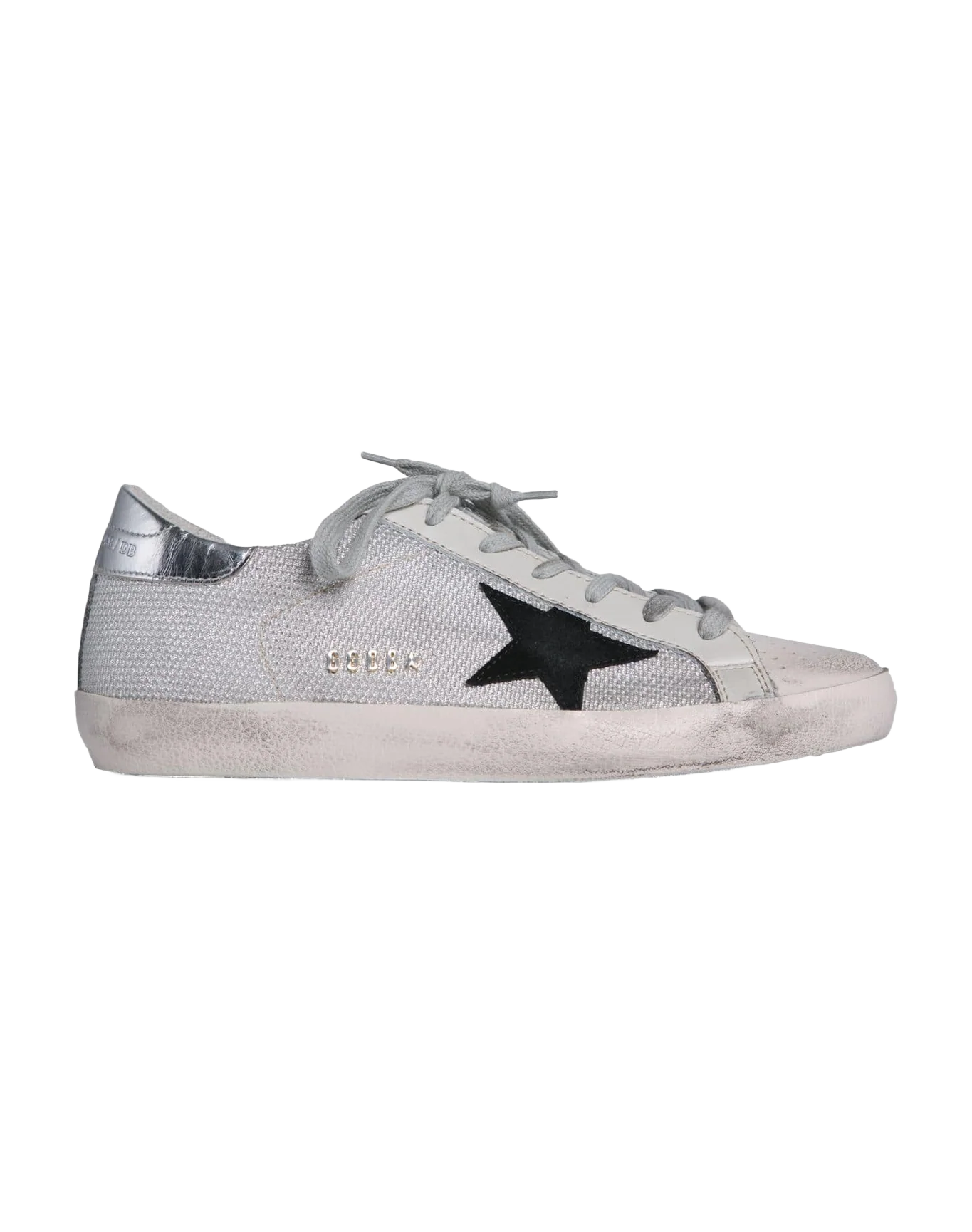 Women | Super-Star Sneakers Grey Mesh with Black Star & Silver Heel Tab - Image 2