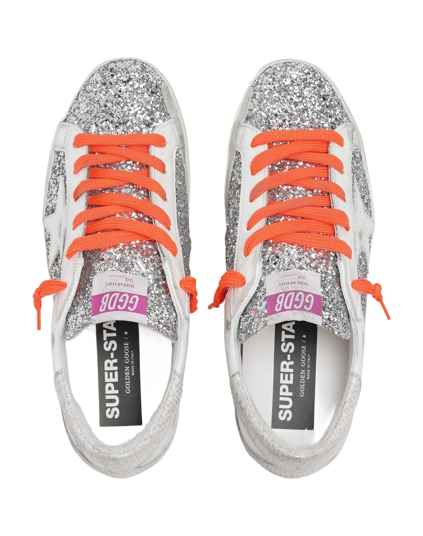 Women | Super-Star Sneakers Leather & Glitter with White Star | Silver x White x Ice - Image 2
