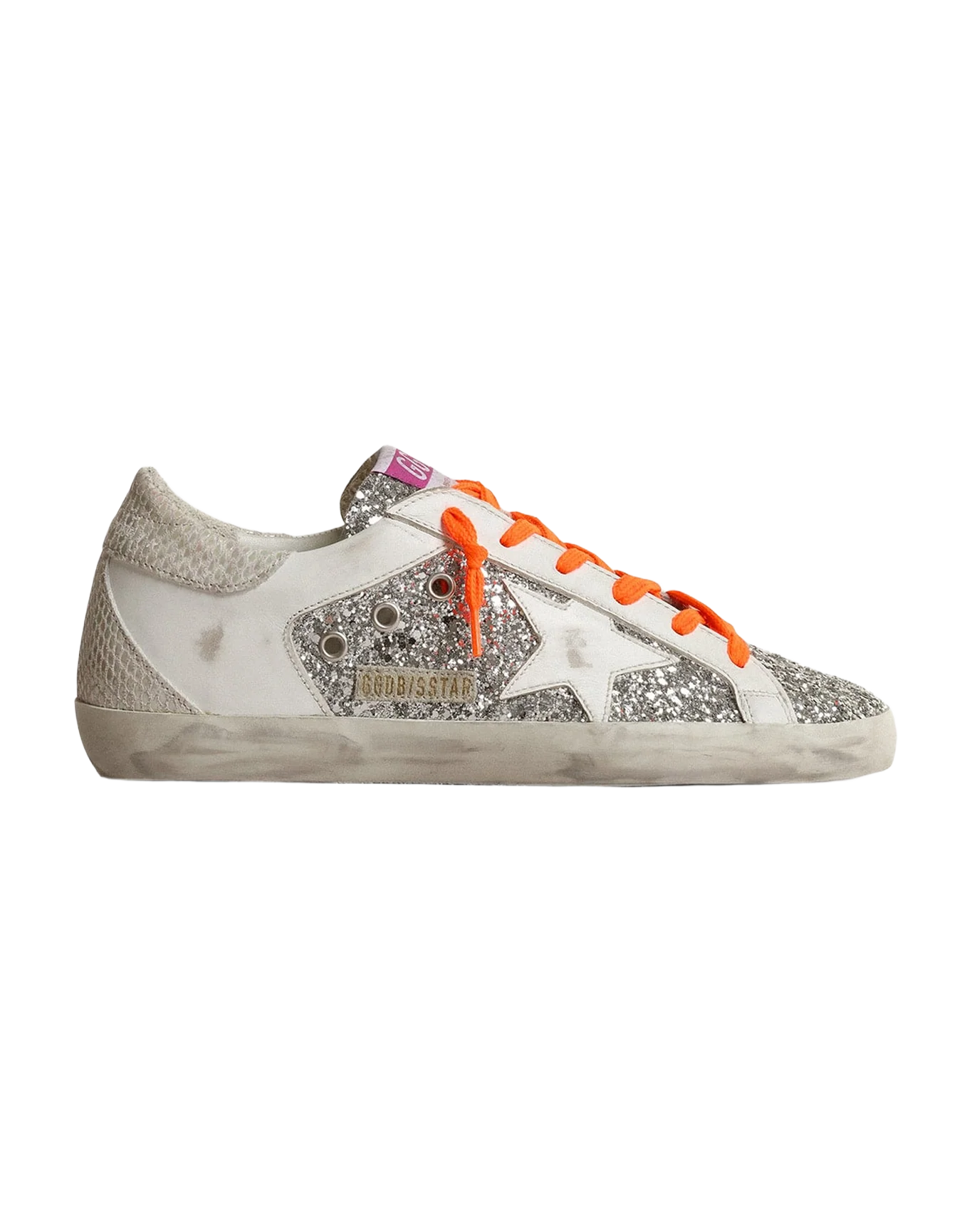 Women | Super-Star Sneakers Leather & Glitter with White Star | Silver x White x Ice - Image 4
