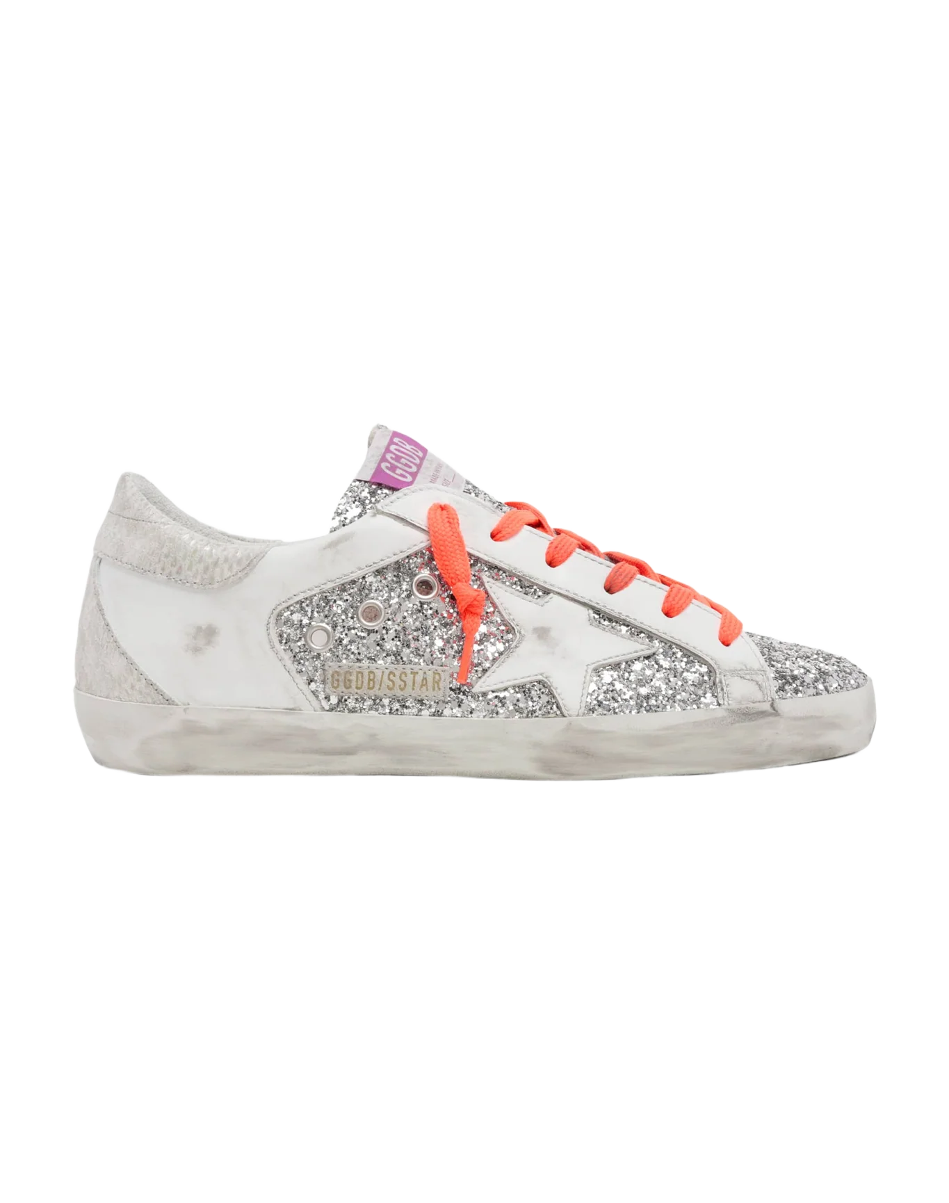 Women | Super-Star Sneakers Leather & Glitter with White Star | Silver x White x Ice - Image 7