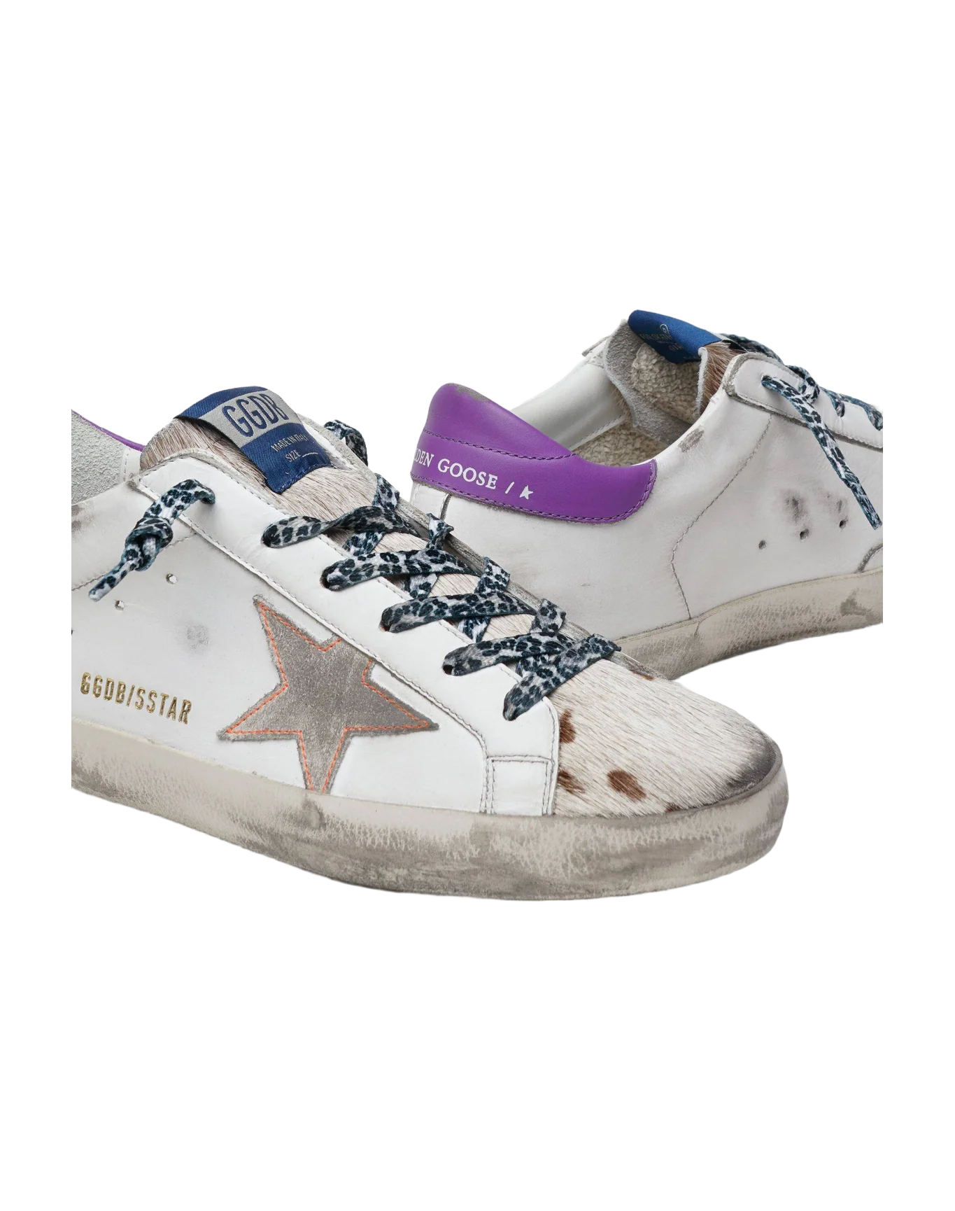 Women | Super-Star Sneakers Leather with Horsy Tongue & Lilac Heel | Natural Horsy x White x Ice x Purple - Image 2