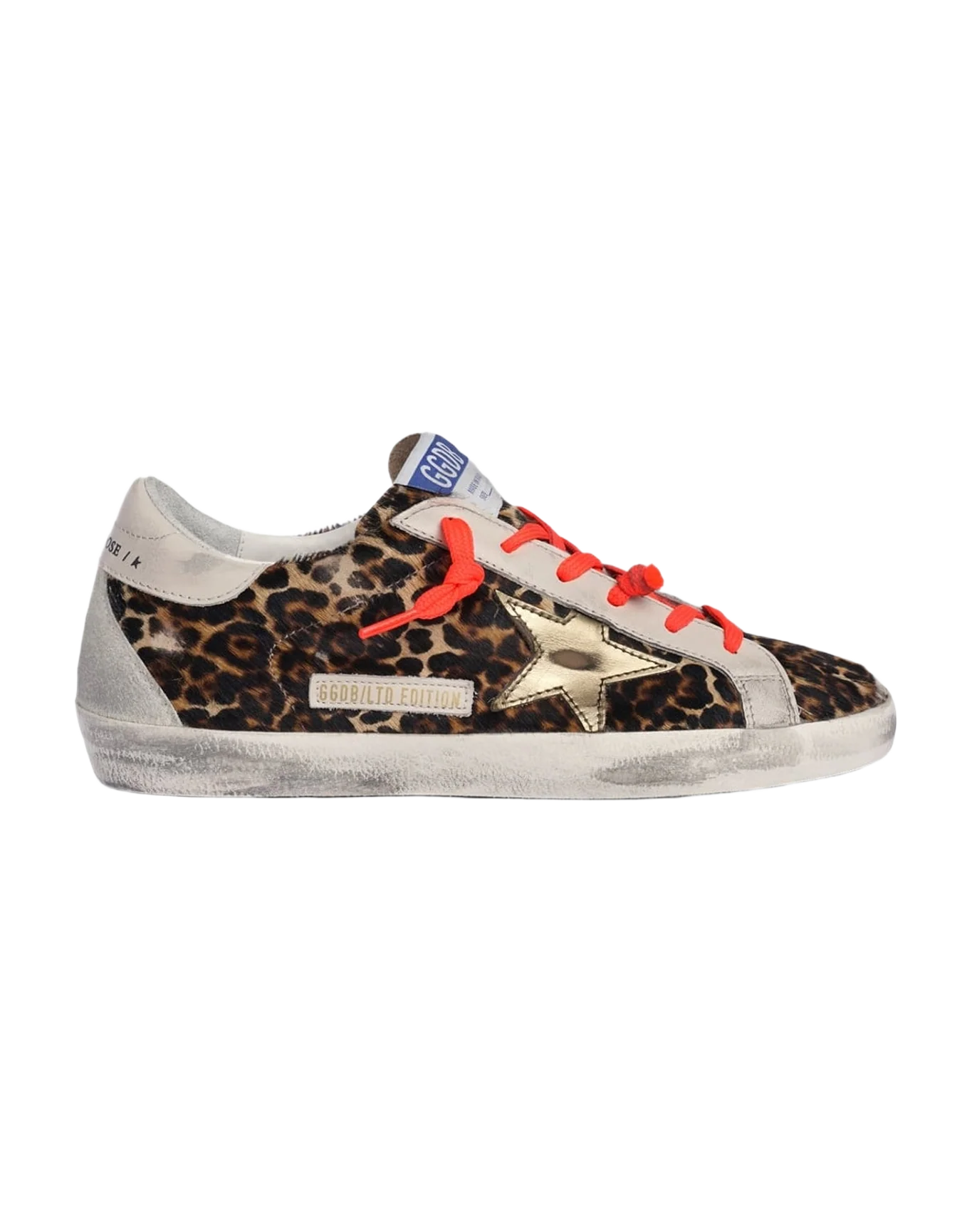 Women | Super-Star Sneakers Leopard-Print Pony Skin with Gold Star | Beige Brown Leo x Gold x Ice