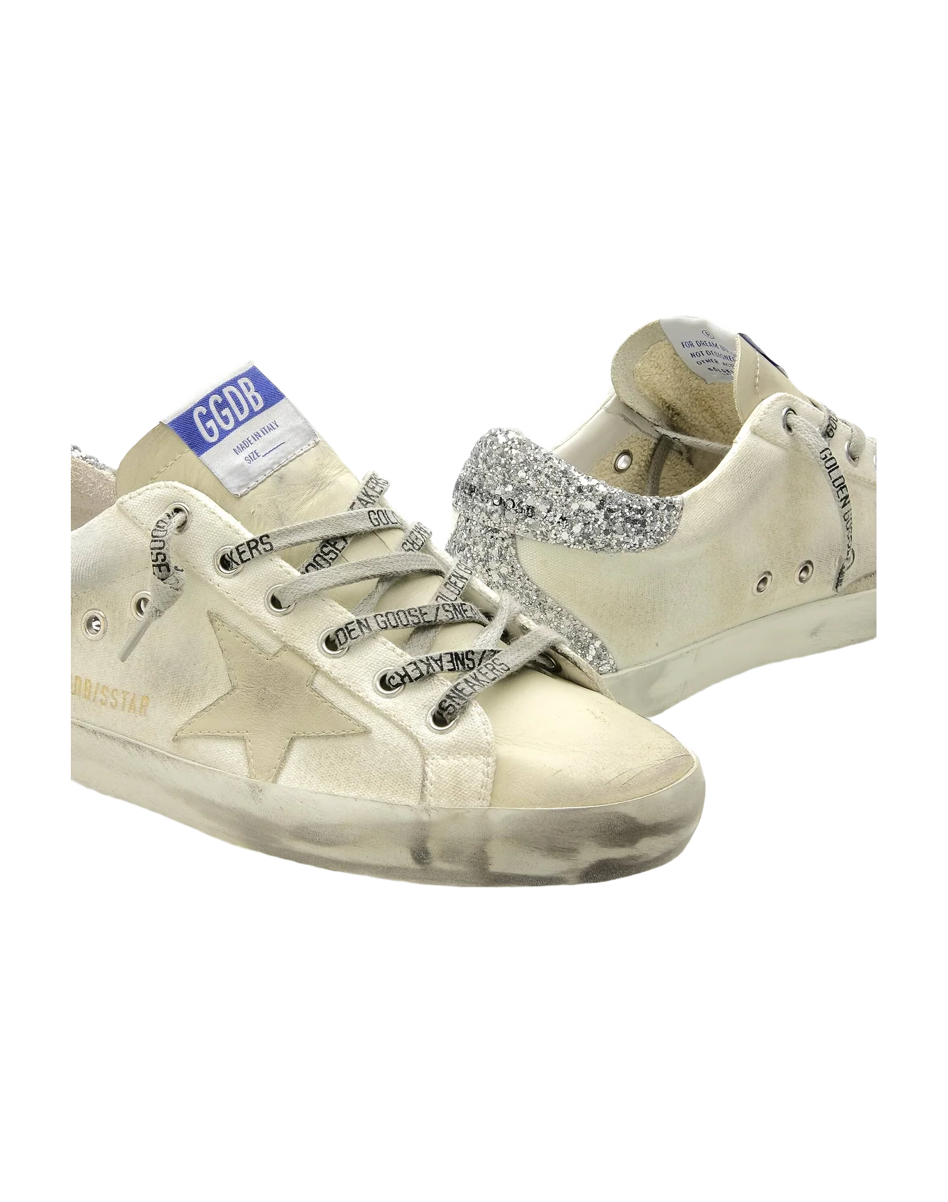Women | Super-Star Sneakers Optic White Canvas with Silver Glitter Heel Tab | Milk x Optic White x Silver - Image 3