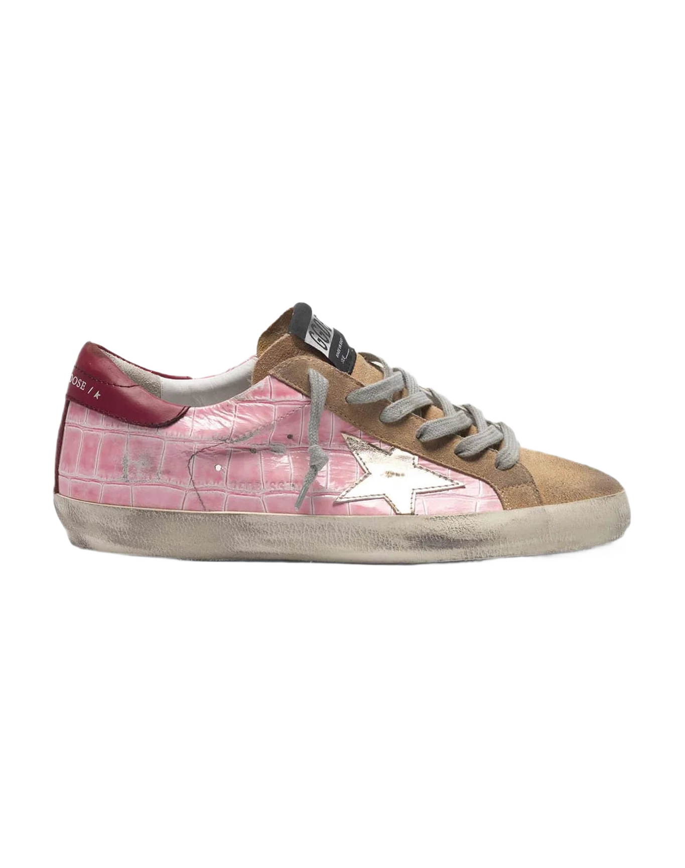 Women | Super-Star Sneakers Pink Crocodile-Print Leather with Platinum Star - Image 3