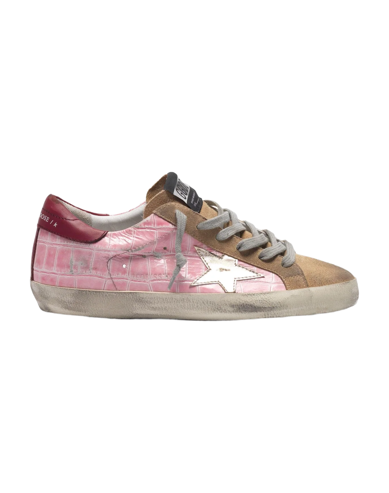 Women | Super-Star Sneakers Pink Crocodile-Print Leather with Platinum Star - Image 4