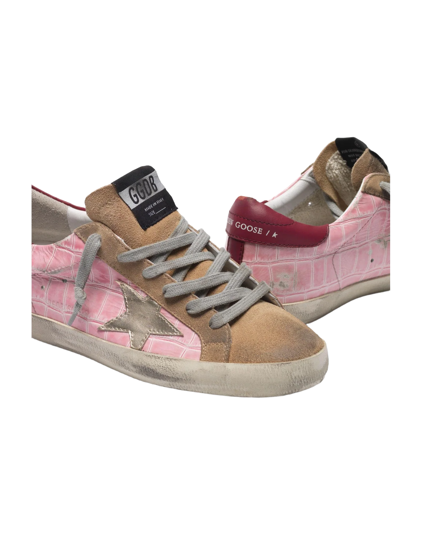 Women | Super-Star Sneakers Pink Crocodile-Print Leather with Platinum Star - Image 6