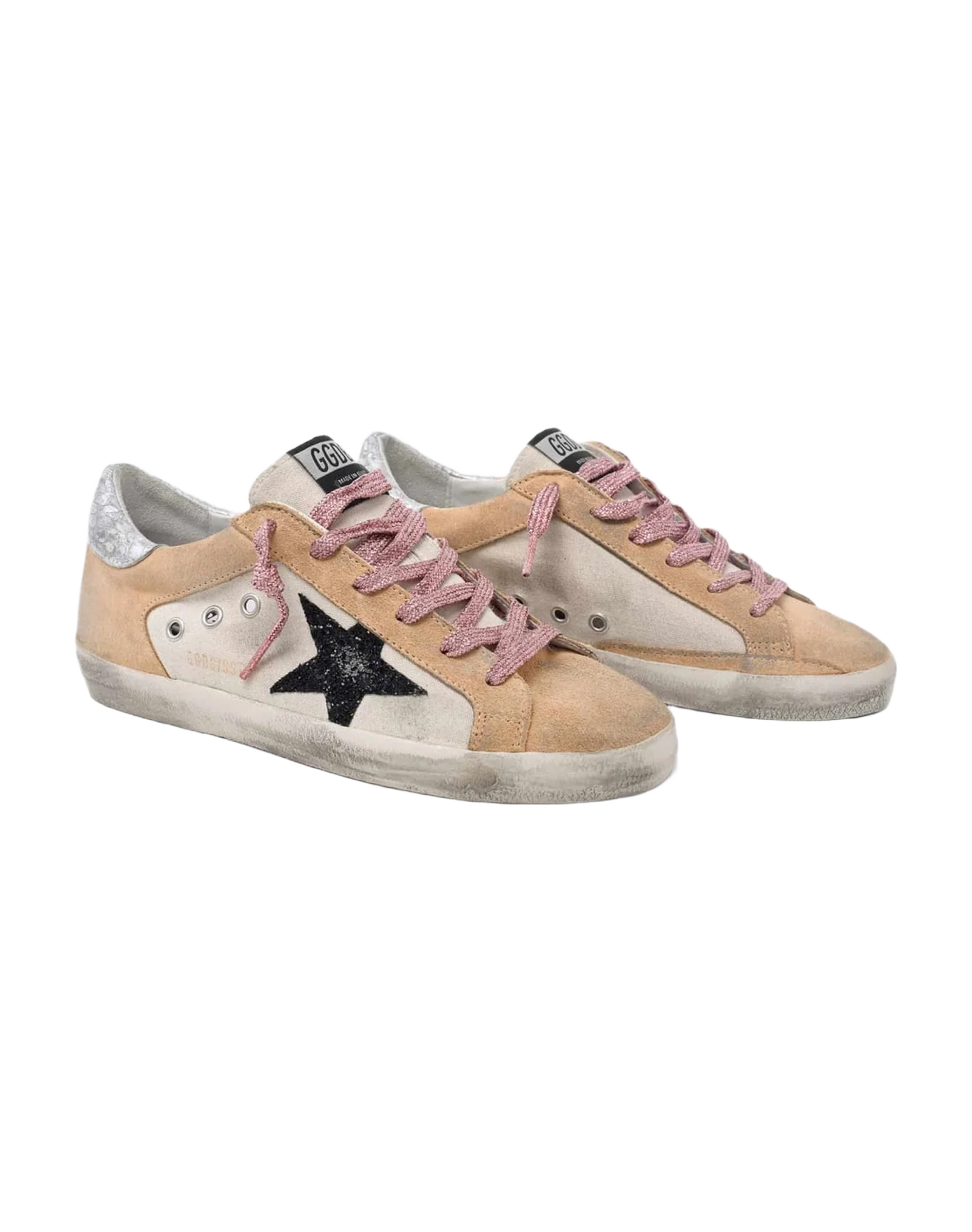 Women | Super-Star Sneakers Sand-Coloured Suede with Silver Heel Tab - Image 3