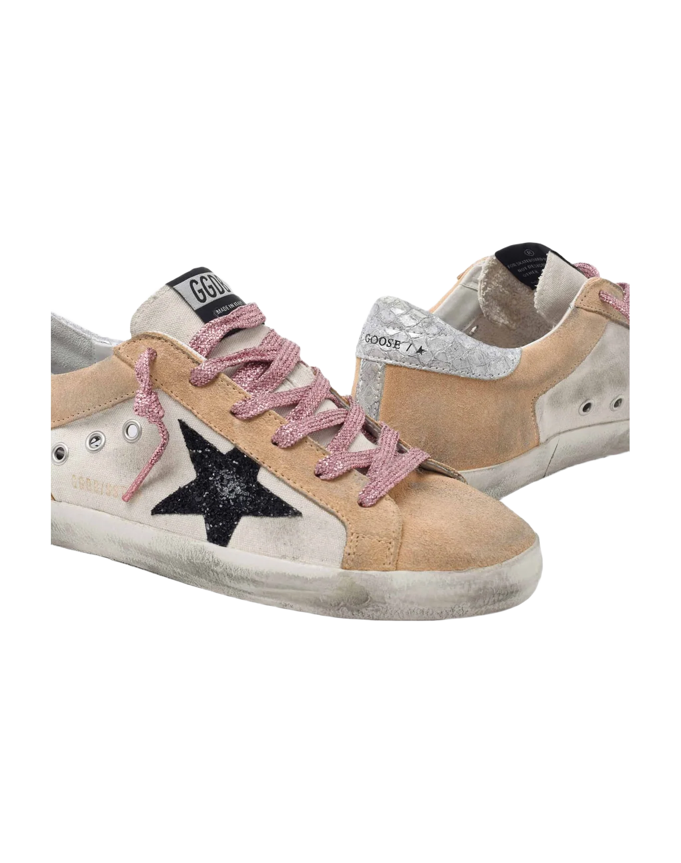 Women | Super-Star Sneakers Sand-Coloured Suede with Silver Heel Tab - Image 5
