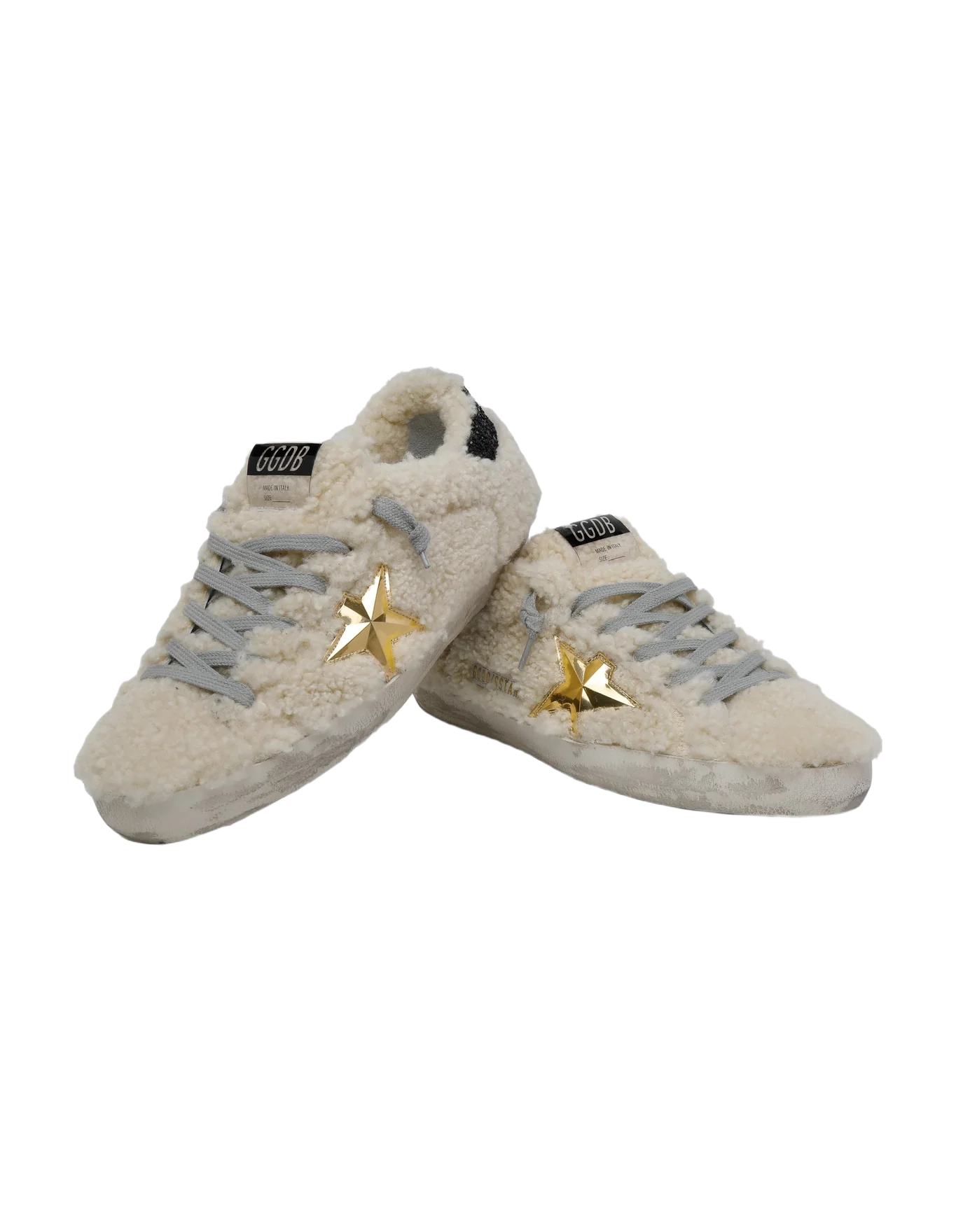 Women | Super-Star Sneakers Shearling with Gold 3D Star | Beige x Gold x Black - Image 3