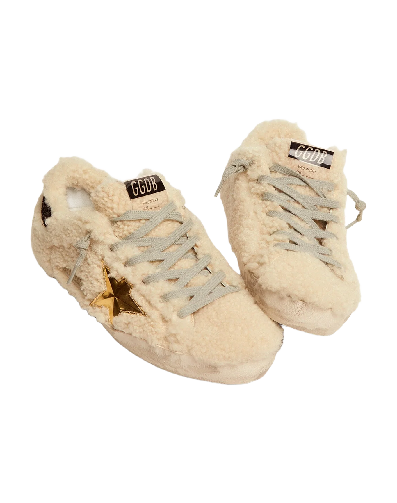 Women | Super-Star Sneakers Shearling with Gold 3D Star | Beige x Gold x Black - Image 6