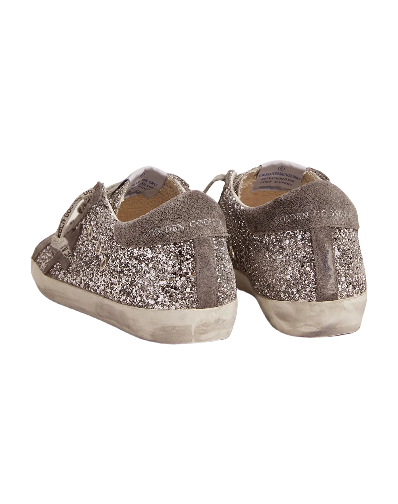Women | Super-Star Sneakers Silver Glitter & Dark Gray Suede | Silver x Dark Grey - Image 3